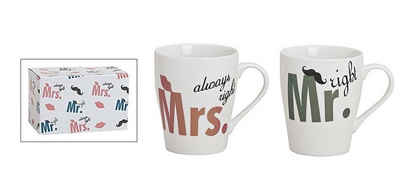 G. Wurm Tasse 2 er Set Becher Mr. Right Mrs. Always Right, Porzellan