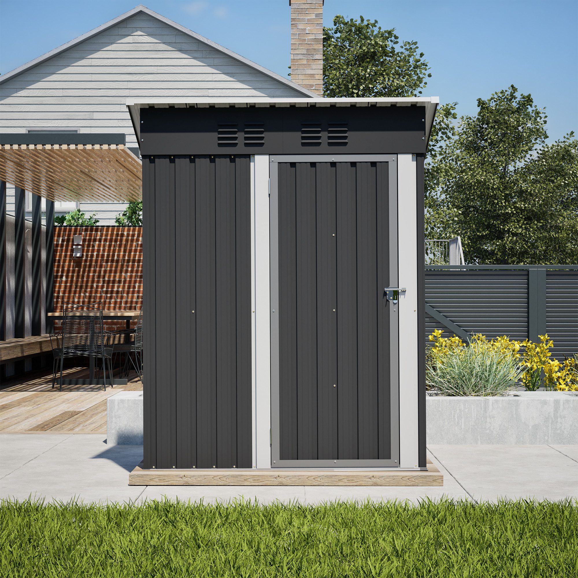 GIHAUVIA Gartenhaus Geräteschuppen Gerätehaus Pultdach Abschließbarer Garten Schuppen