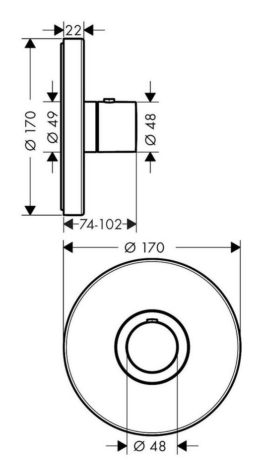 Thumbnail - hansgrohe Unterputzarmatur Axor ShowerSelect Thermostat Highflow rund Unterputz