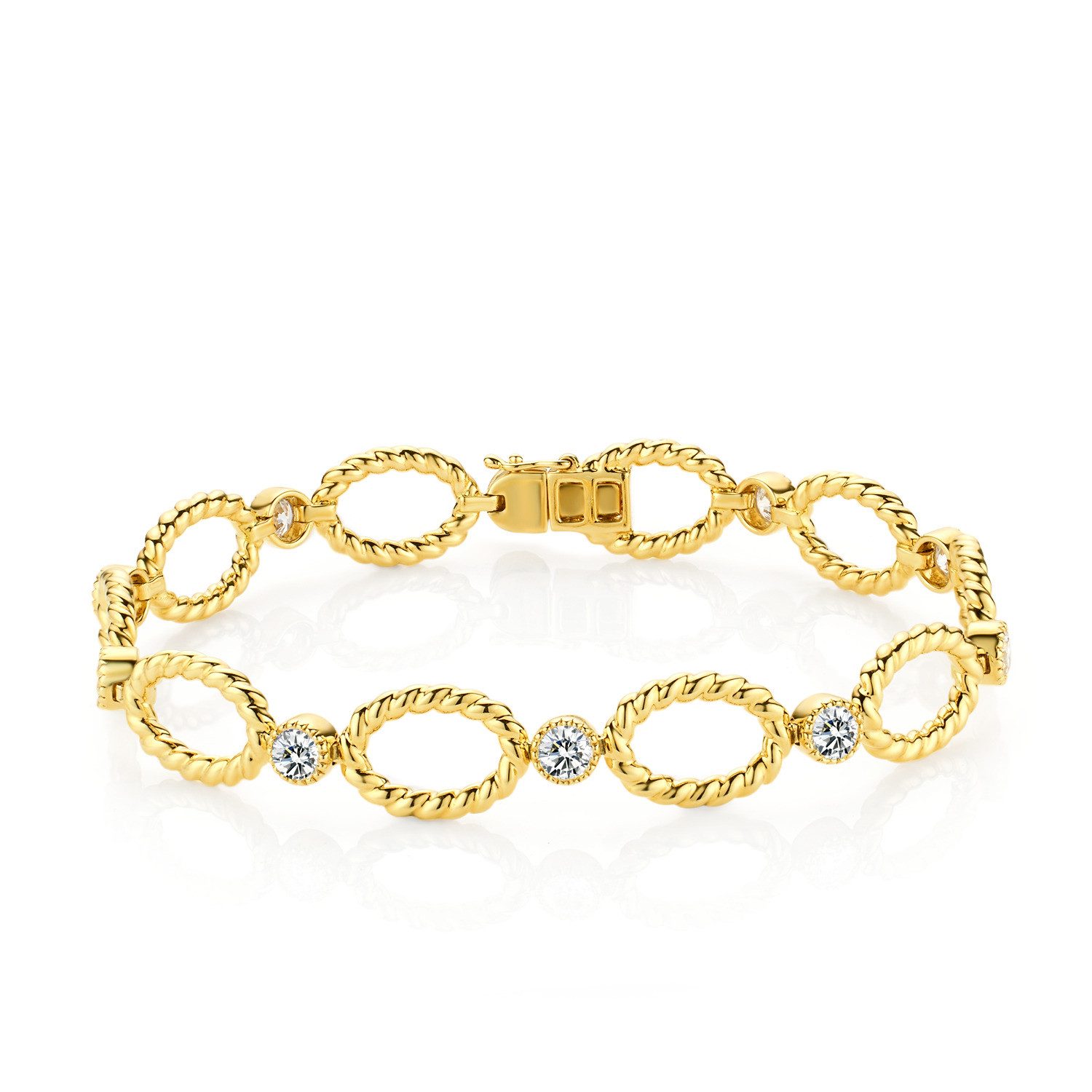 Sternvoll Armreif Gedrehtes ovales Gliederarmband aus 18 Karat Gold, 18K/ 7 günstig online kaufen