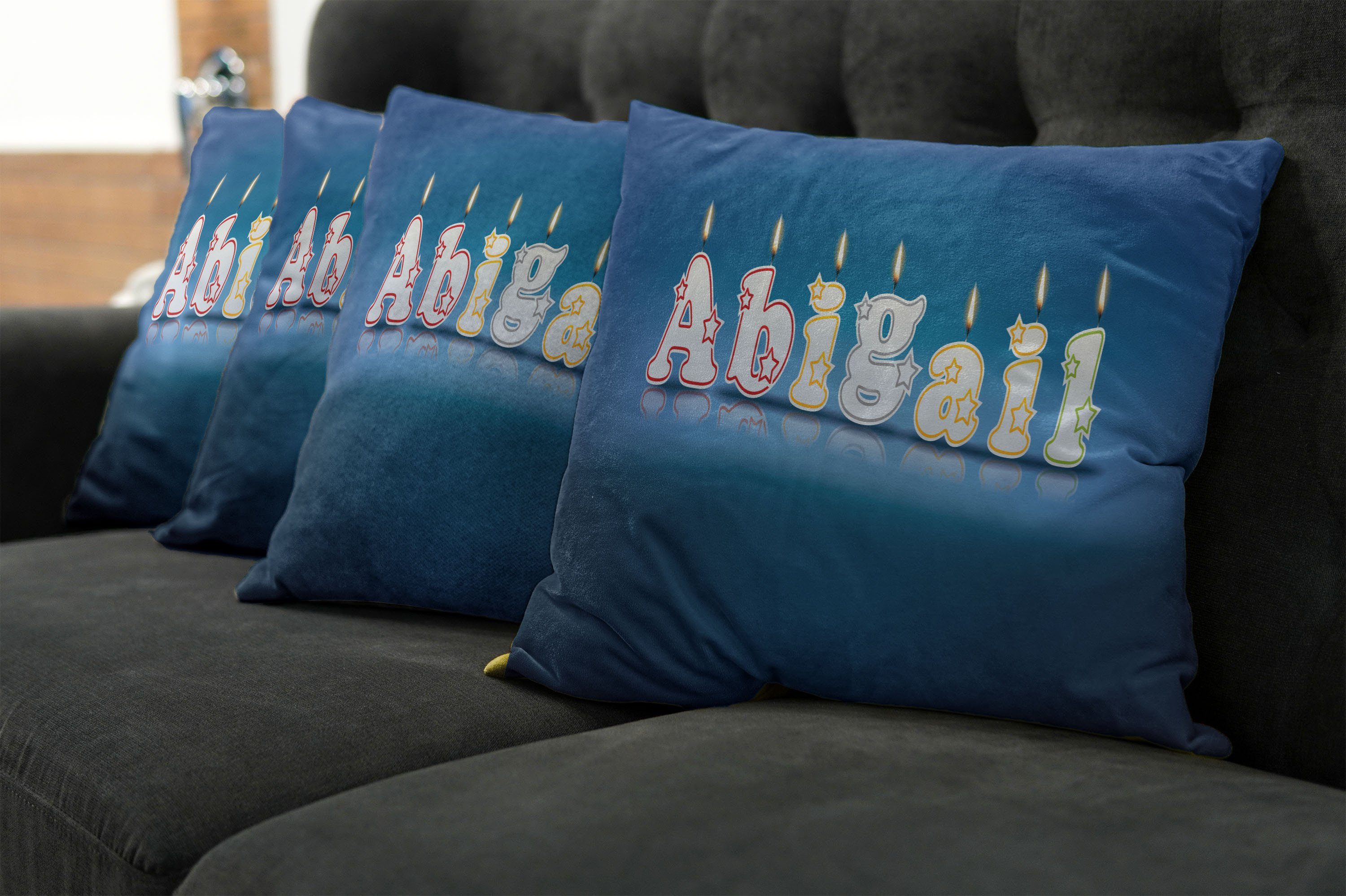 Abigail Modern (4 Kuchen Topping Abakuhaus Doppelseitiger Stück), Digitaldruck, Alphabet Kissenbezüge Accent