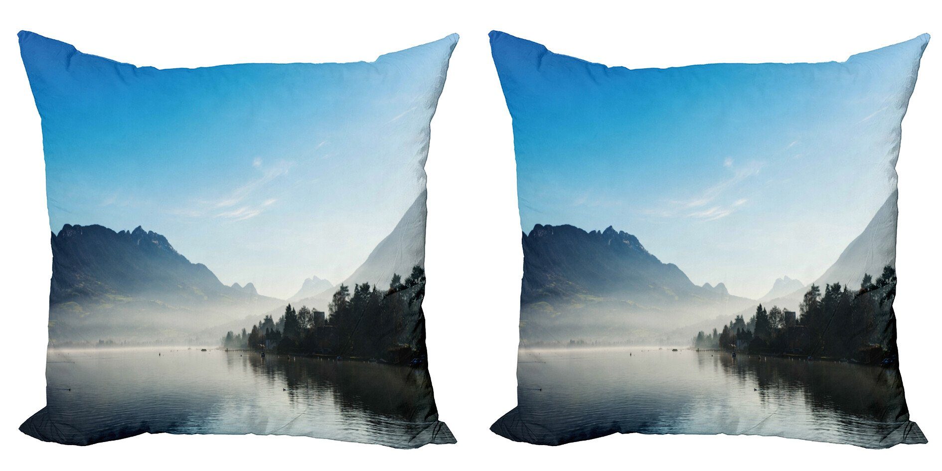 Kissenbezüge Modern Accent Doppelseitiger Digitaldruck, Abakuhaus (2 Stück), lake Forest See von Annecy Frankreich Sky