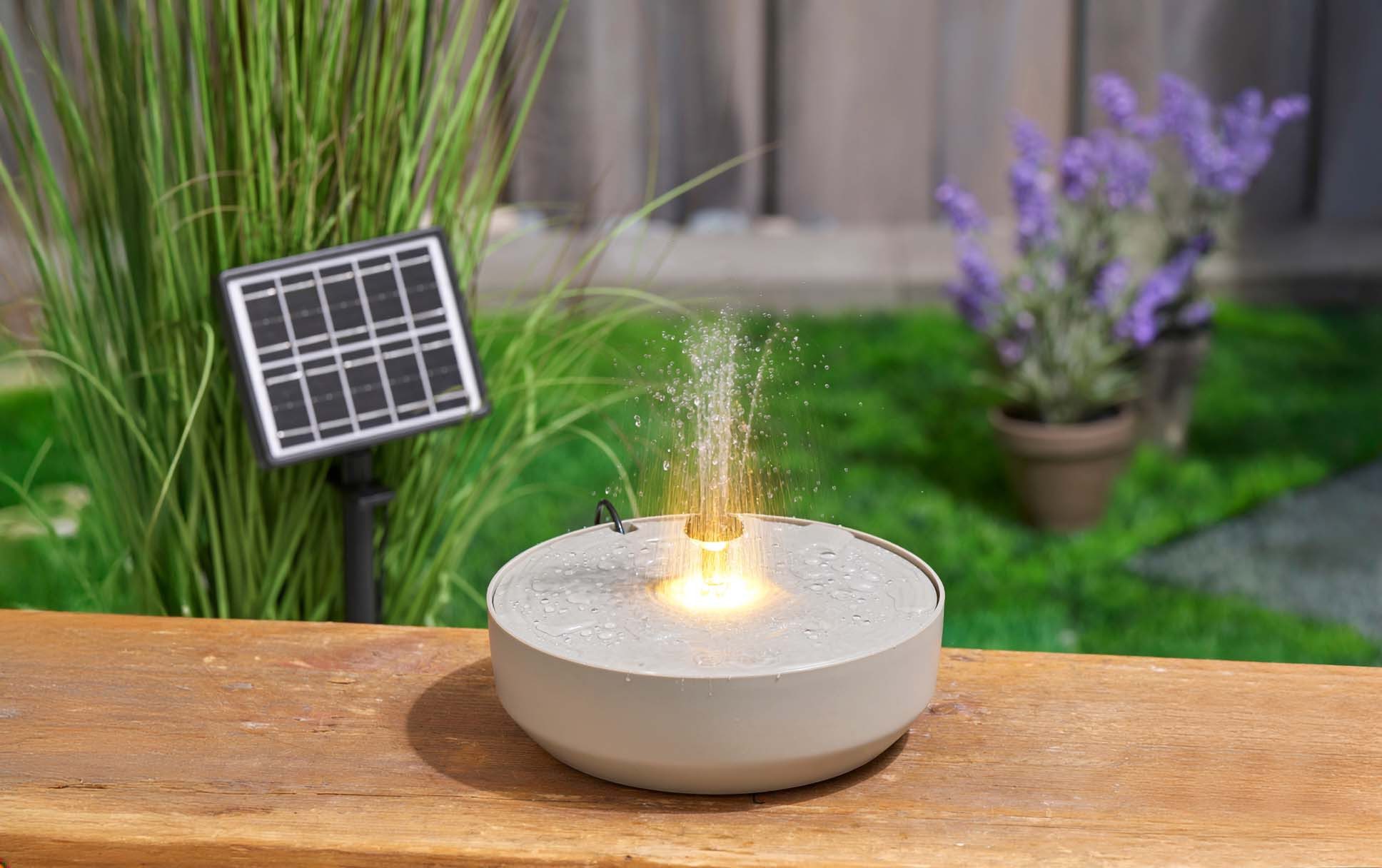 Northpoint Gartenbrunnen Solargartenbrunnen mit LED für Außenbereich