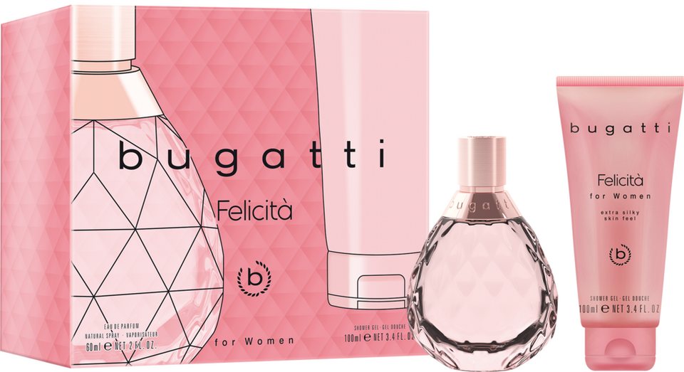 bugatti Duft-Set FELICITÁ, 2-tlg., Geschenkset: EDP 60ml + Duschgel 100ml