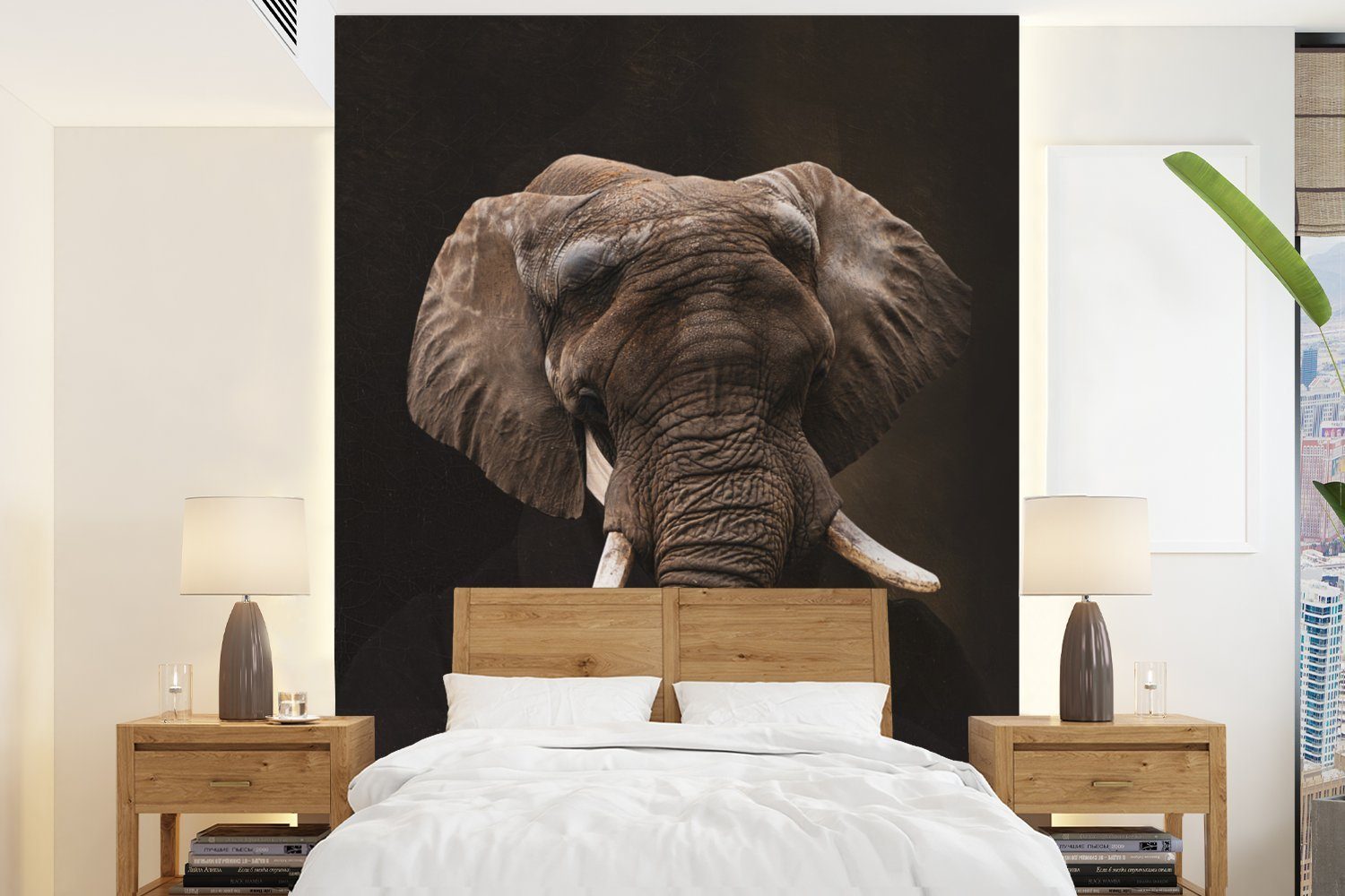 MuchoWow Fototapete Gemälde - Elefant - Alte Meister, Matt, bedruckt, (4 St), Montagefertig Vinyl Tapete für Wohnzimmer, Wandtapete