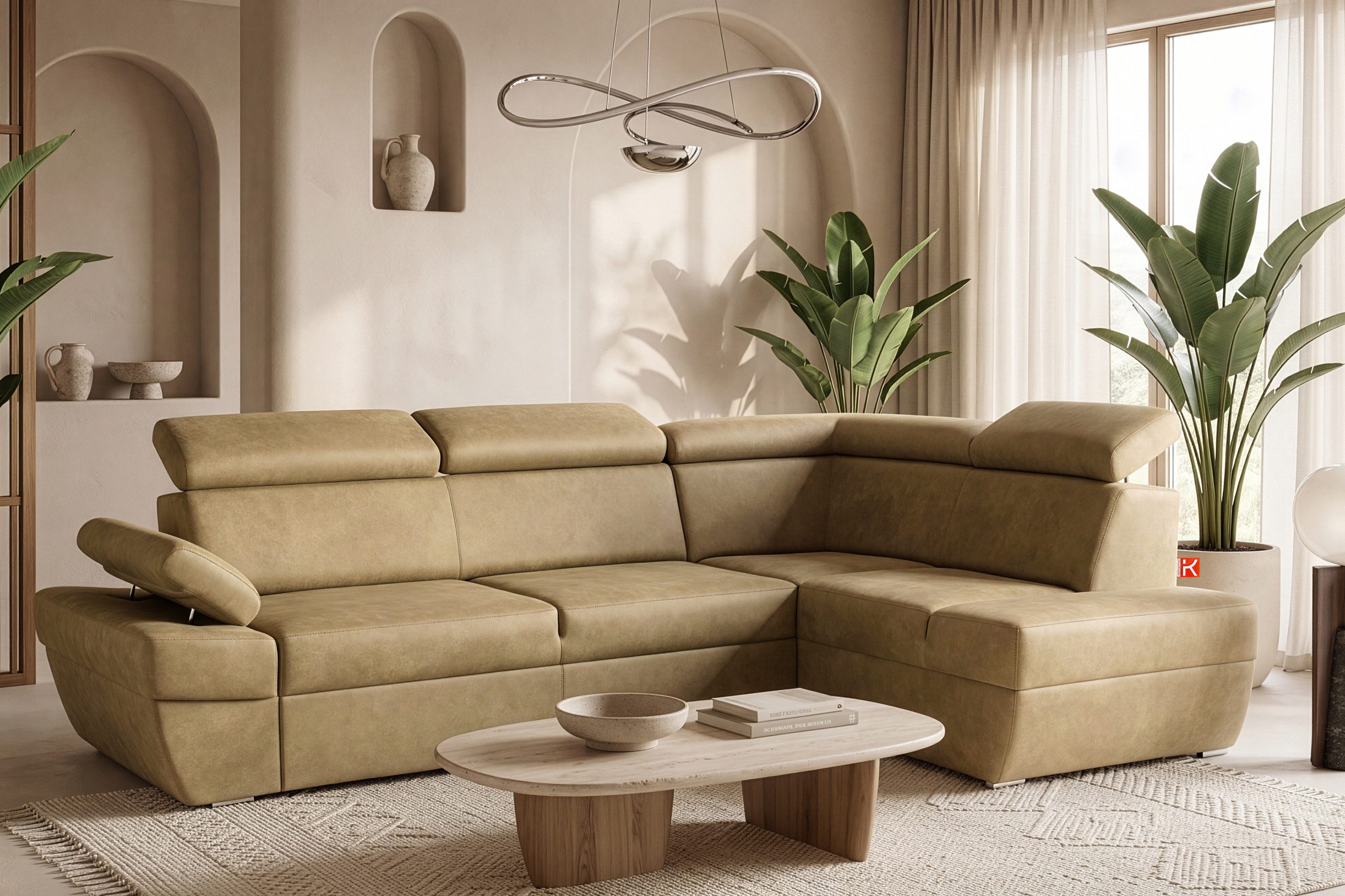 KONSIMO® Ecksofa RATLO Ecksofa, mit Bettfunktion und Bettkasten,verstellbare Armlehne/Kopfstütze