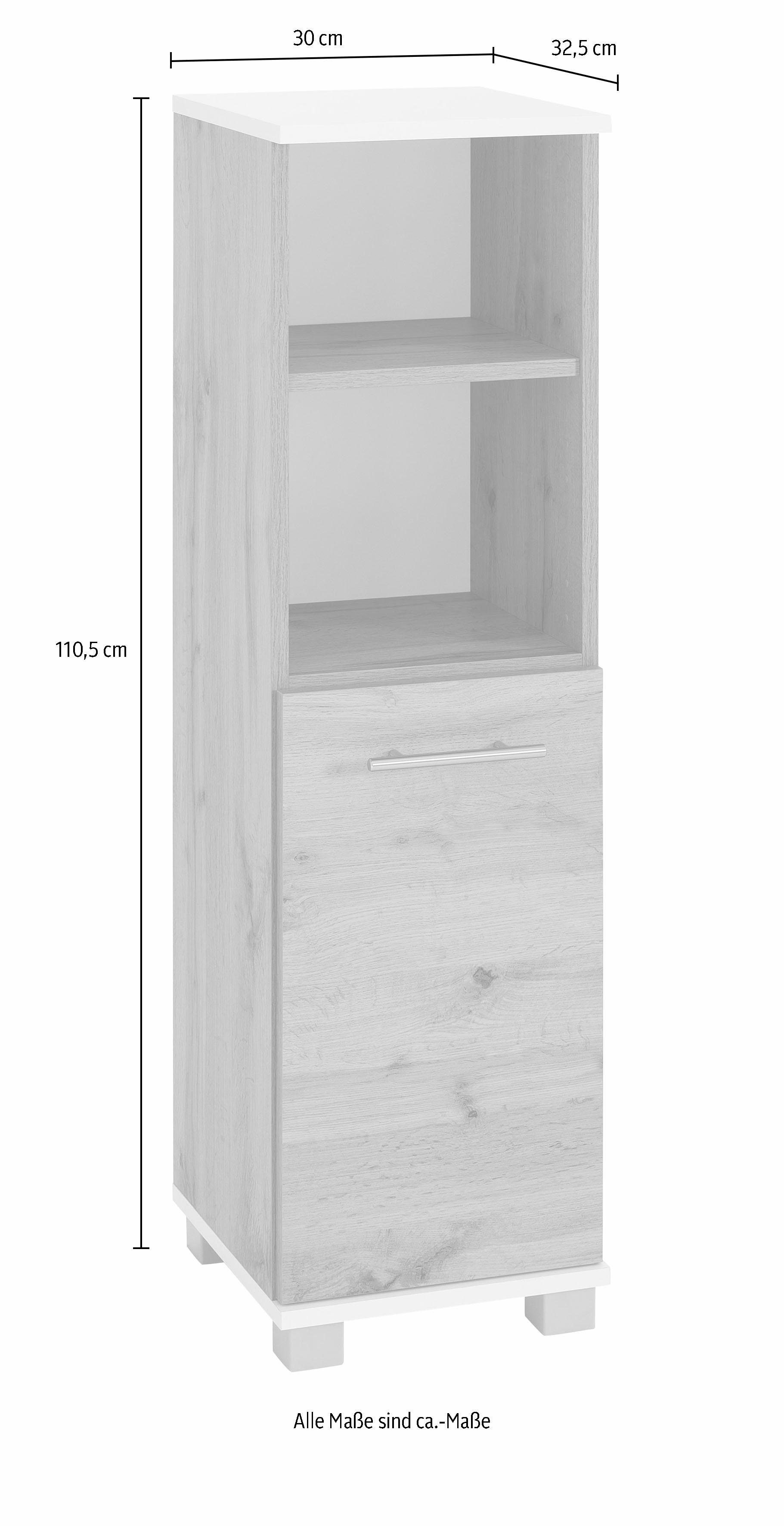 verstellbarer Schildmeyer Midischrank achatgrau-weiß 30 Rhodos cm, | Einlegeboden, achatgrau Türanschlag Breite wechselbarer