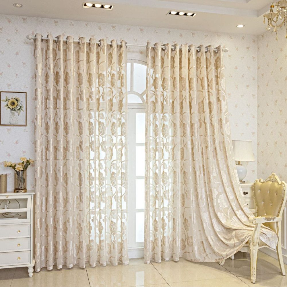 BYSURE Vorhang (2 St), 2er-Set Vorhänge Jacquard Gardinen mit Blumenmuster, günstig online kaufen