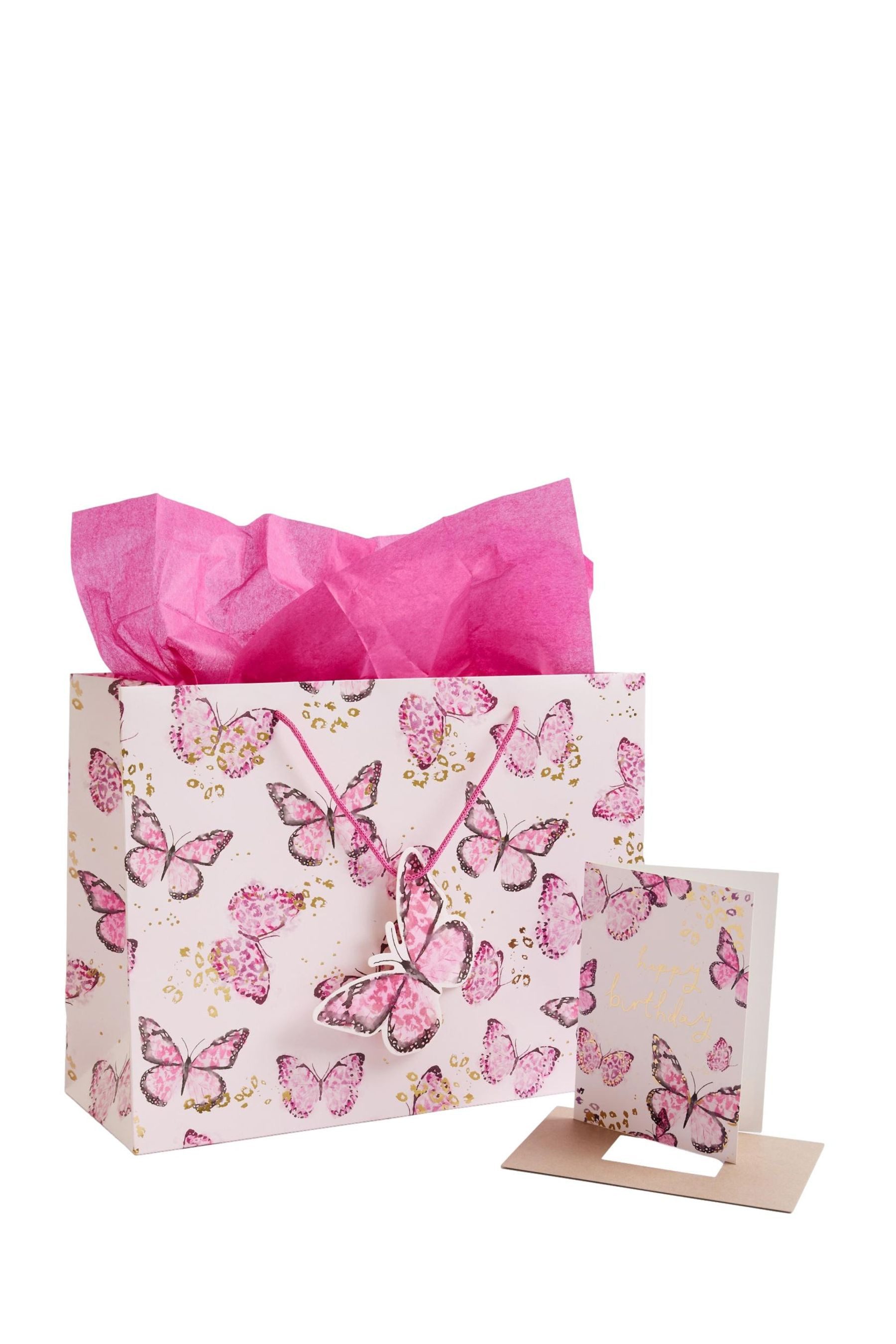 Next Geschenkpapier Schmetterling Große Geschenktüte und Karte im Set, (1St)