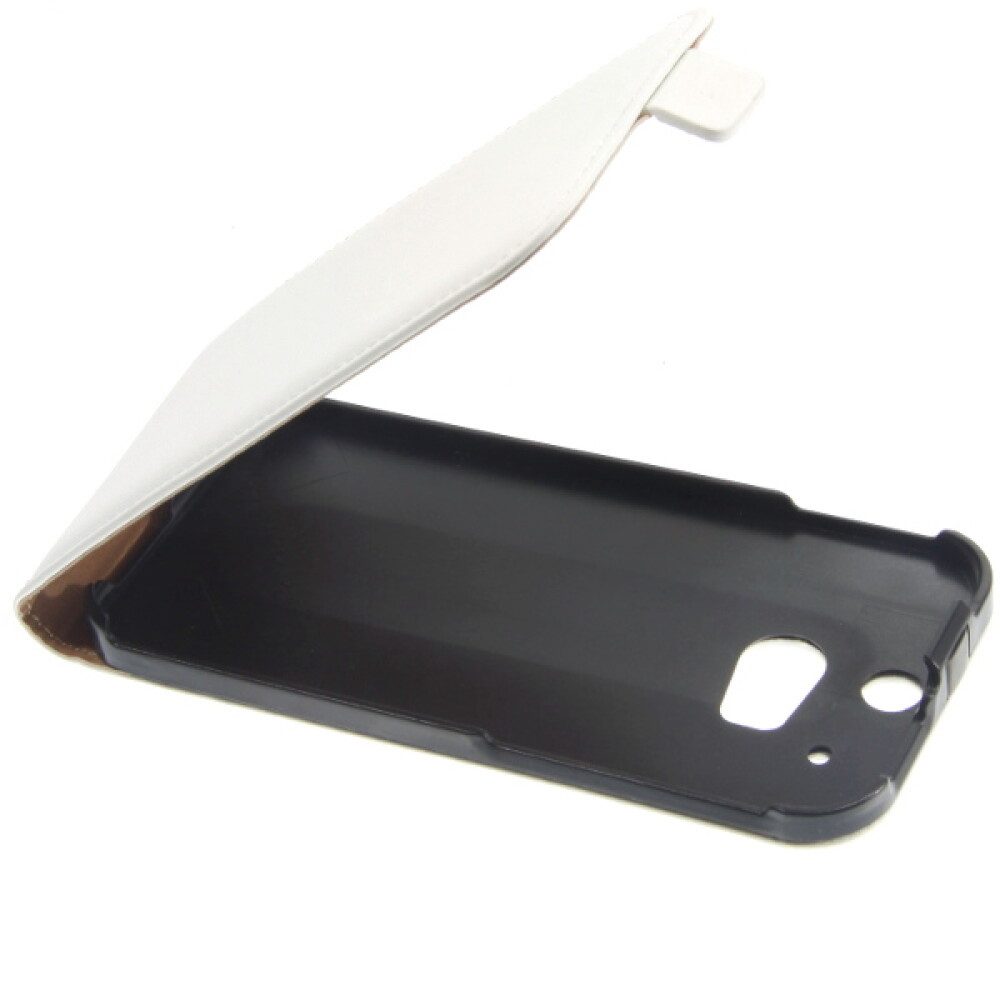 Handytasche Flip Hülle Handyhülle für HTC One M8 Weiß Leder Tasche Schutz 42507105 (Flip Cover)