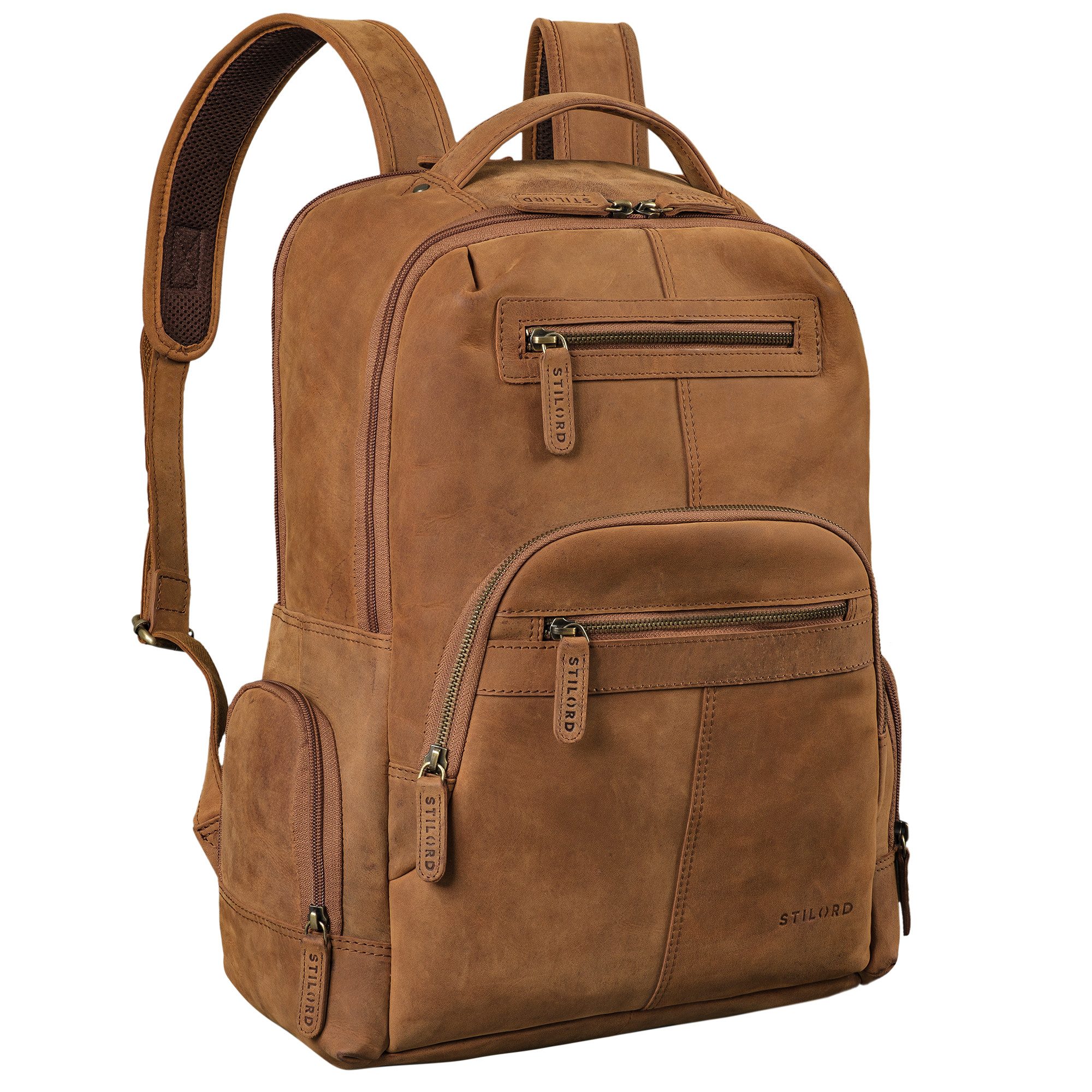 Notebook-Rucksack "Riccardo" Robuster Leder Laptoprucksack 18 Zoll für Herren & Damen
