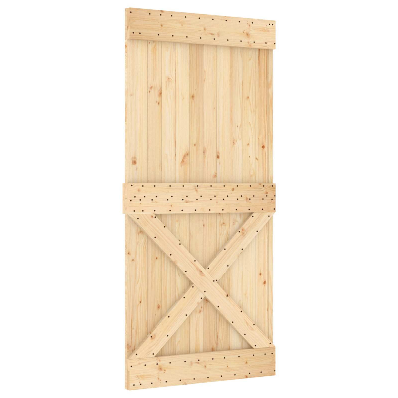 vidaXL Schiebetür Schiebetür 95 x 210 cm Massivkiefer (Unbehandelt) (1-St)