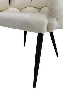 Qiyano Esszimmerstuhl Design-Stuhl 2er Set Creme/Schwarz - Geflochten & Gepolstert