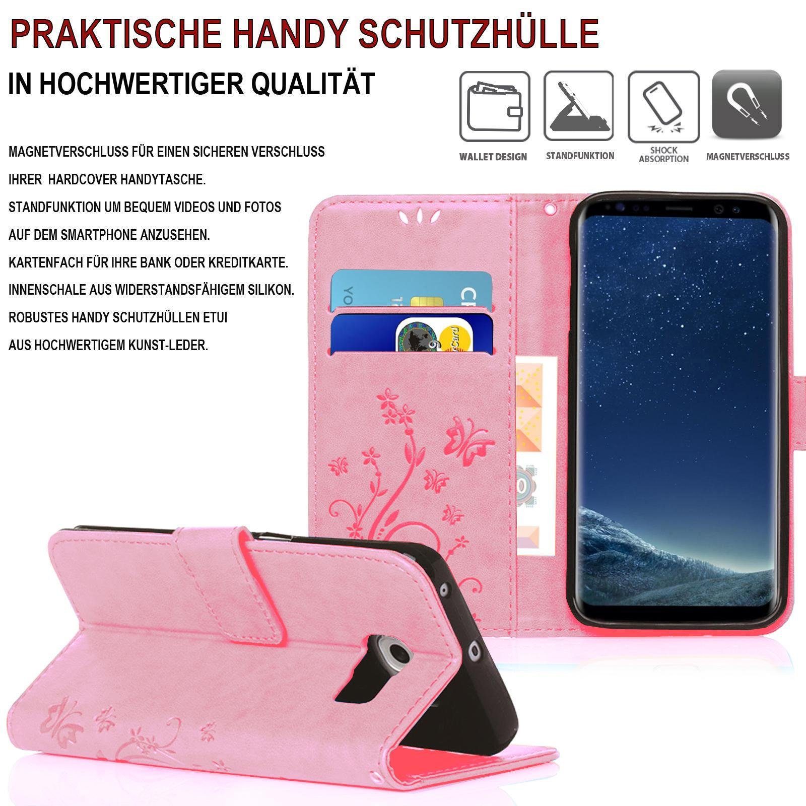 Numerva Handyhülle Bookstyle Flower für Samsung Galaxy S6, Handy Tasche Schutzhülle Klapphülle Flip Cover mit Blumenmuster