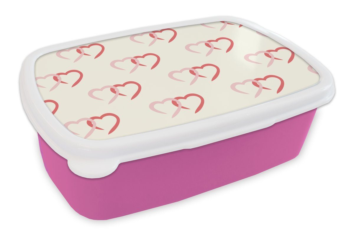 Snackbox, Erwachsene, - Kunststoff, rosa (2-tlg), Liebe Mädchen, Lunchbox MuchoWow Kinder, Muster, für - Brotbox Kunststoff Brotdose Valentinsgeschenk