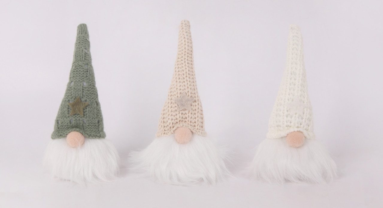 Trend Line Weihnachtsfigur Dekofigur Zwerg 19 x 7 cm grün beige weiß 3-fach günstig online kaufen