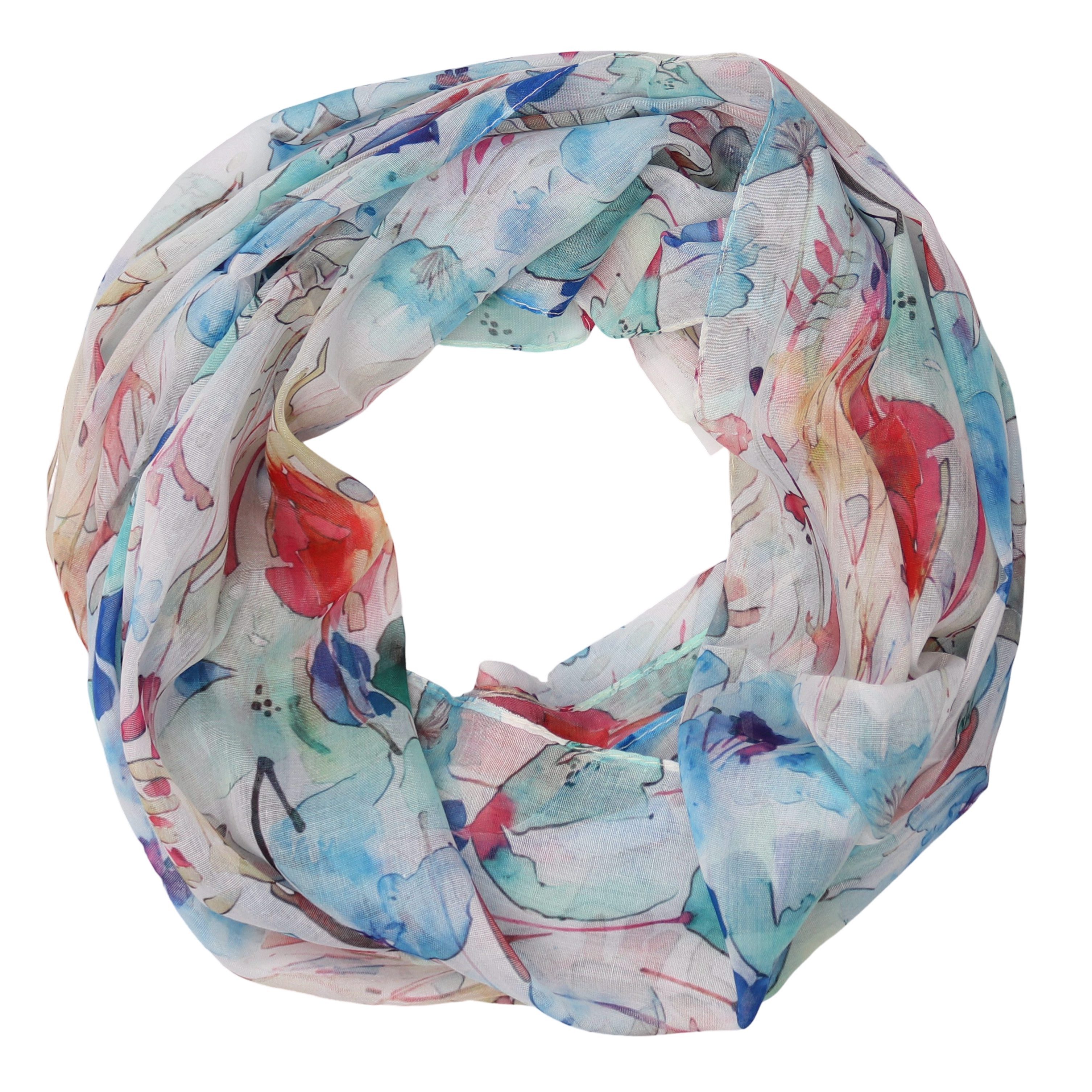 Loop Damen Schal mit Tollem Muster Weich aus 100% Viskose, Schlauchschal