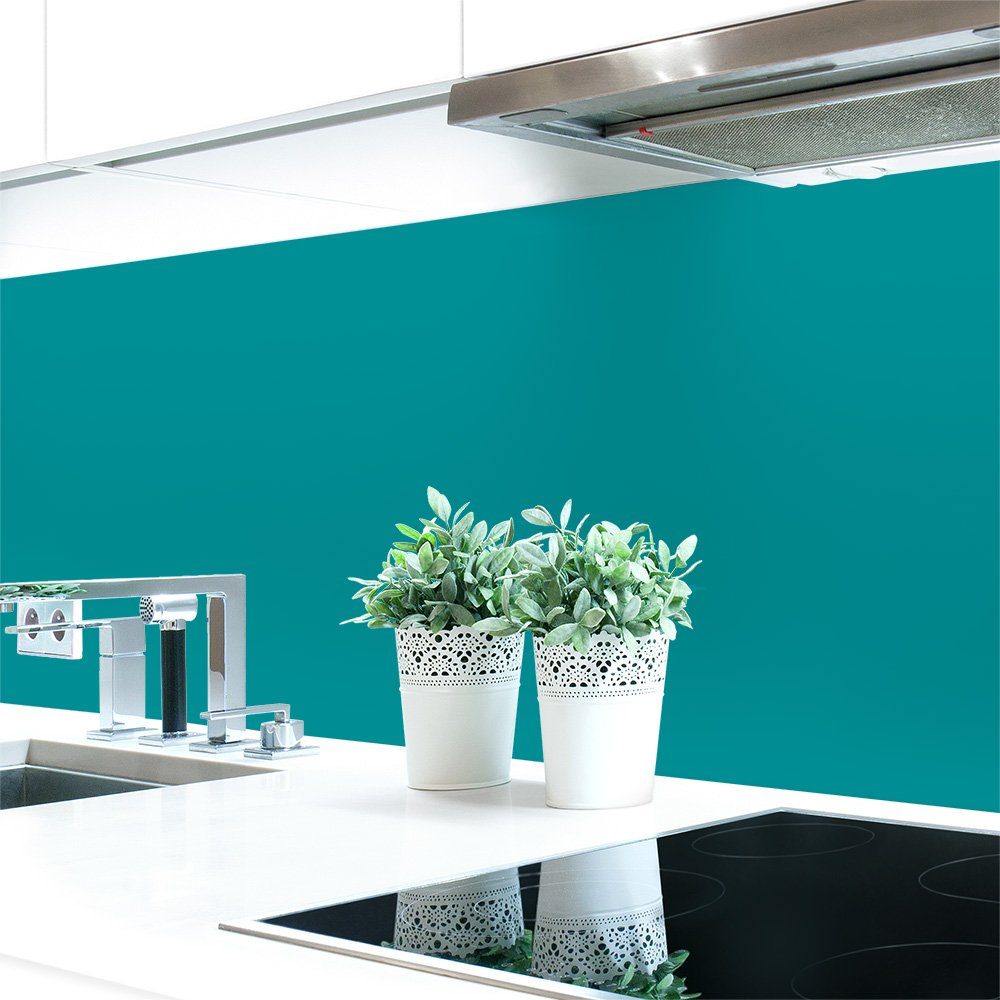 DRUCK-EXPERT Küchenrückwand Küchenrückwand Blautöne 2 Unifarben Premium Hart-PVC 0,4 mm selbstklebend Türkisblau ~ RAL 5018