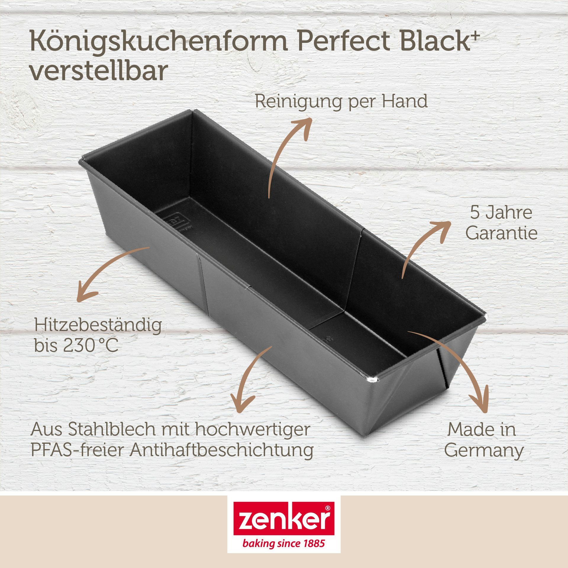 Zenker Backform Königskuchenform, Ausziehbare Kastenform, Antihaft Backform