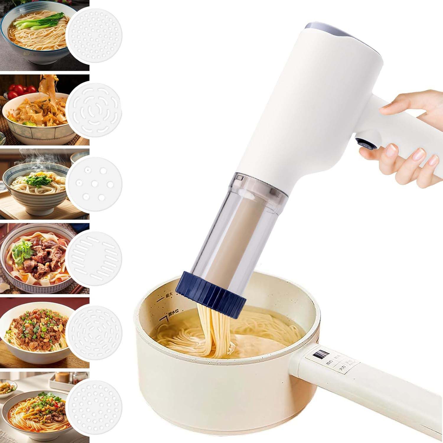 Coonoor Nudelmaschine Elektrische, 6 Pressformen Automatische Handheld Pasta Maker