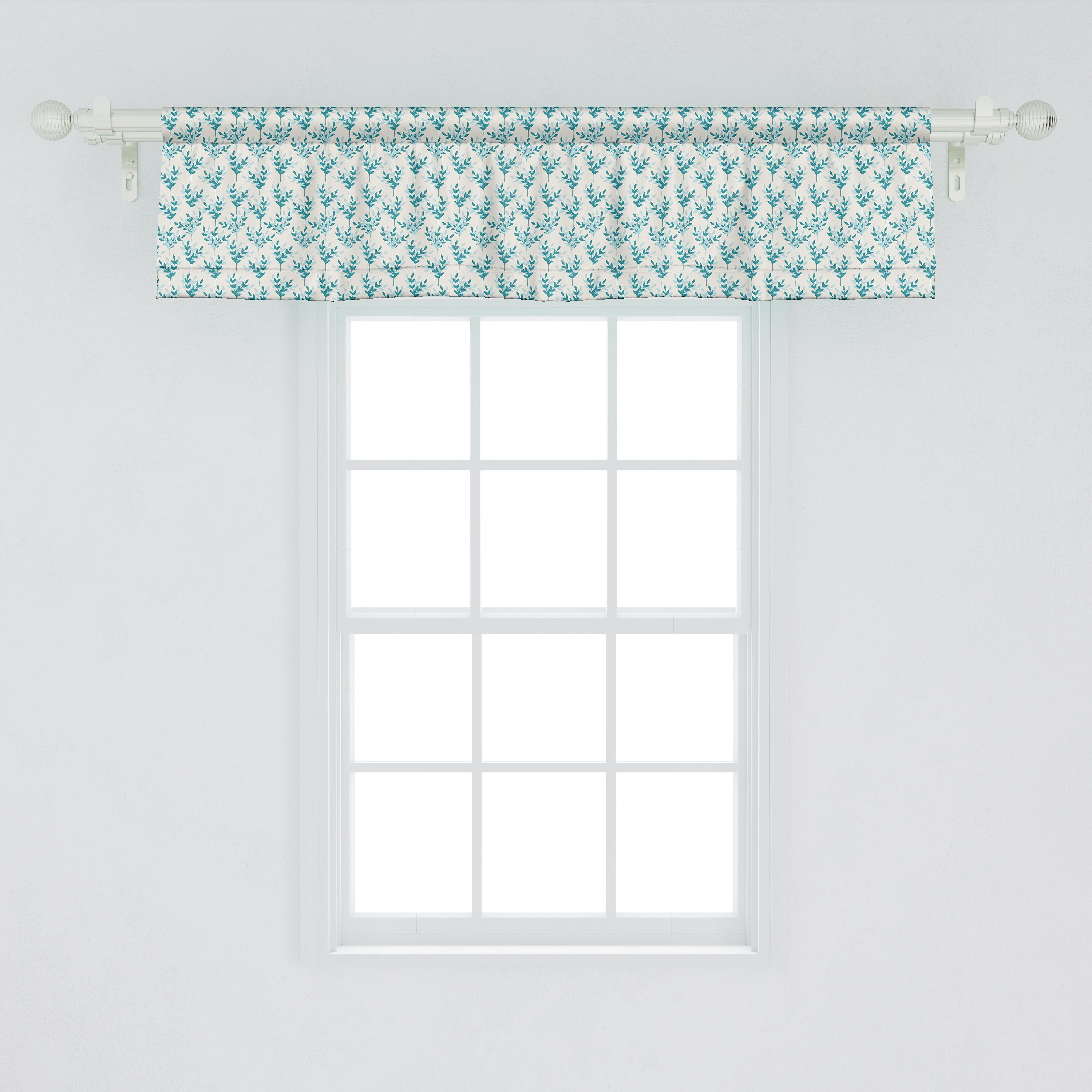 Vorhang Küche Dekor Abakuhaus, für mit Schlafzimmer Microfaser, Botanisch Stangentasche, Volant Scheibengardine belaubte Zweige