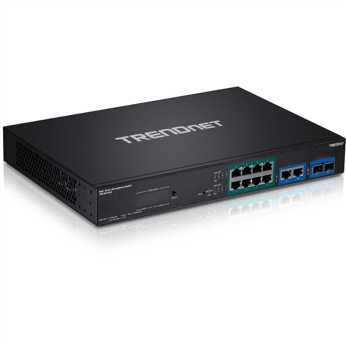 Trendnet TPE-3012LS 12-Port Gigabit PoE+ Netzwerk-Switch Surveillance Smart Switch