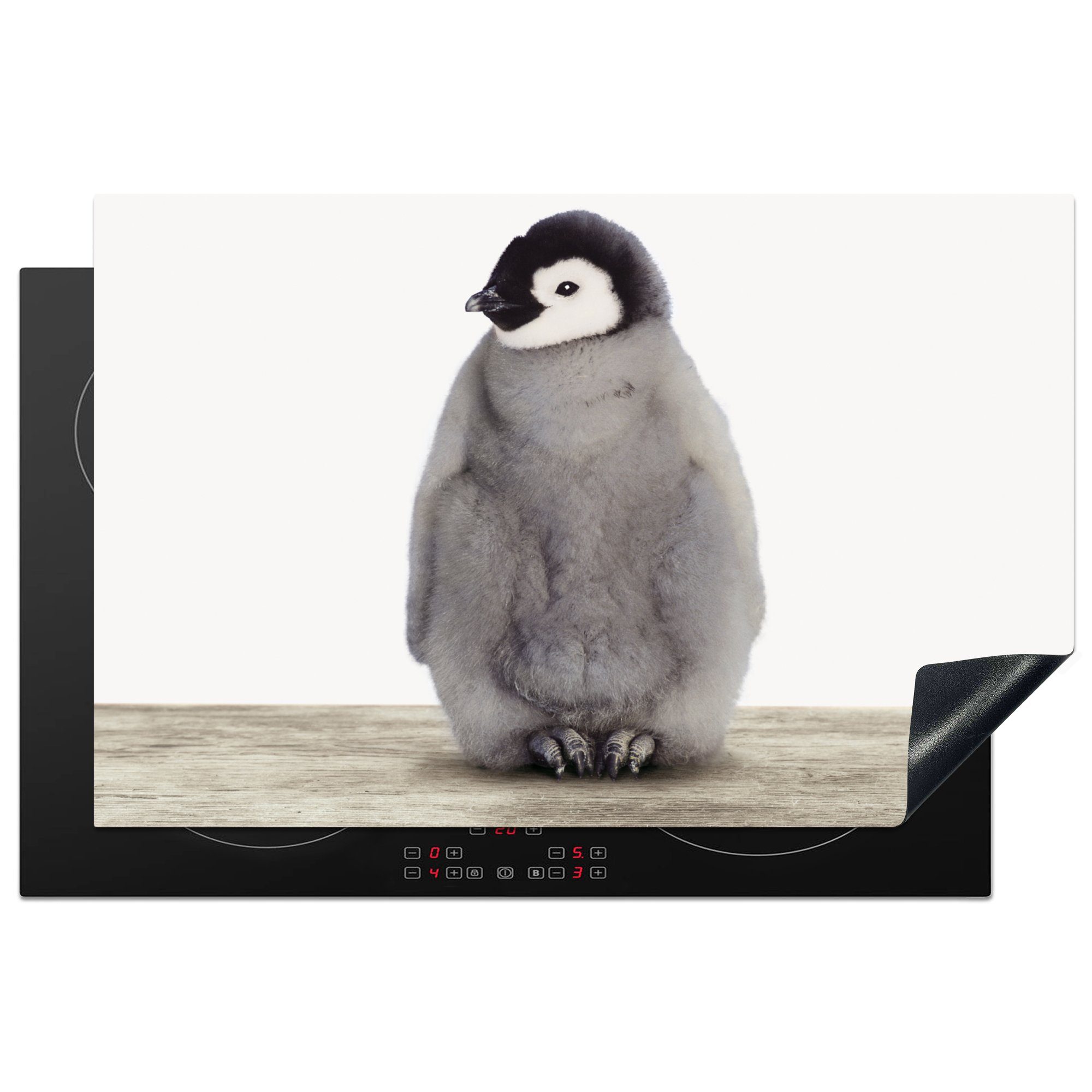 MuchoWow Herdblende-/Abdeckplatte Kinder - Pinguin - Grau - Tiere - Mädchen - Jungen, Vinyl, (1 tlg), 81x52 cm, Ceranfeldabdeckung, Arbeitsplatte für küche