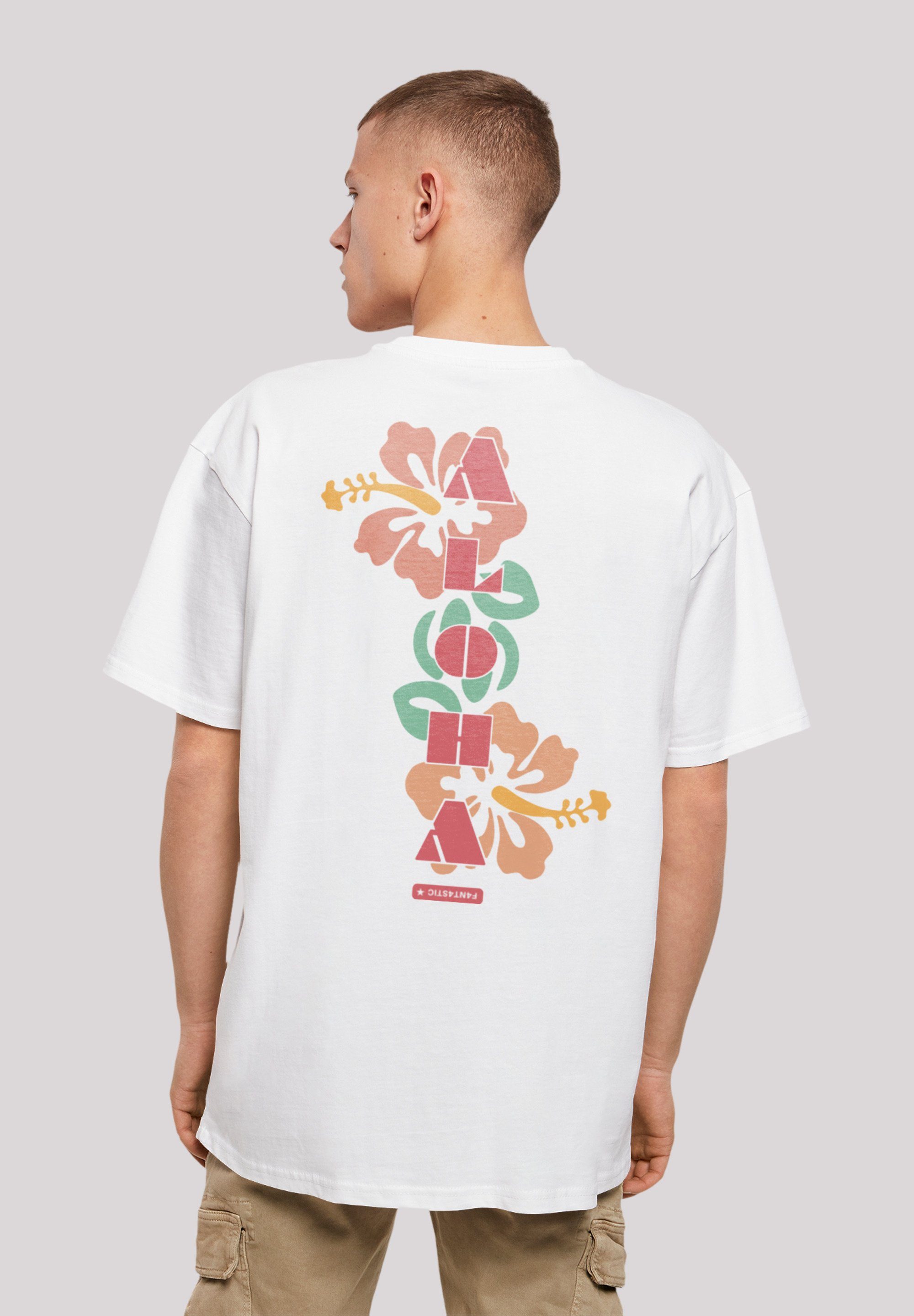 Print, überschnittene Weite T-Shirt Aloha Passform F4NT4STIC Schultern und