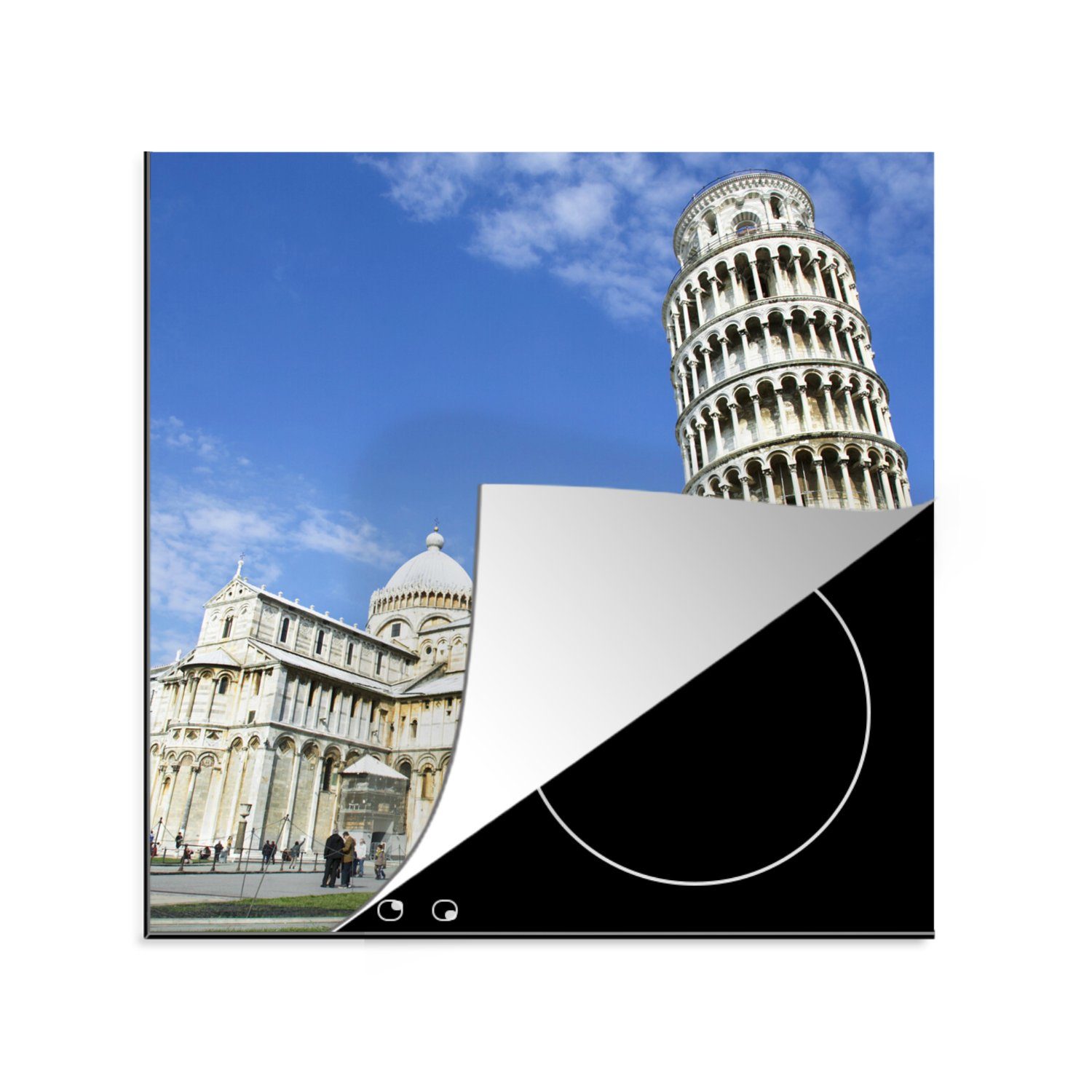 MuchoWow Herdblende-/Abdeckplatte Der Turm von Pisa neben der Kathedrale Santa Maria Assunta, Vinyl, (1 tlg), 78x78 cm, Ceranfeldabdeckung, Arbeitsplatte für küche