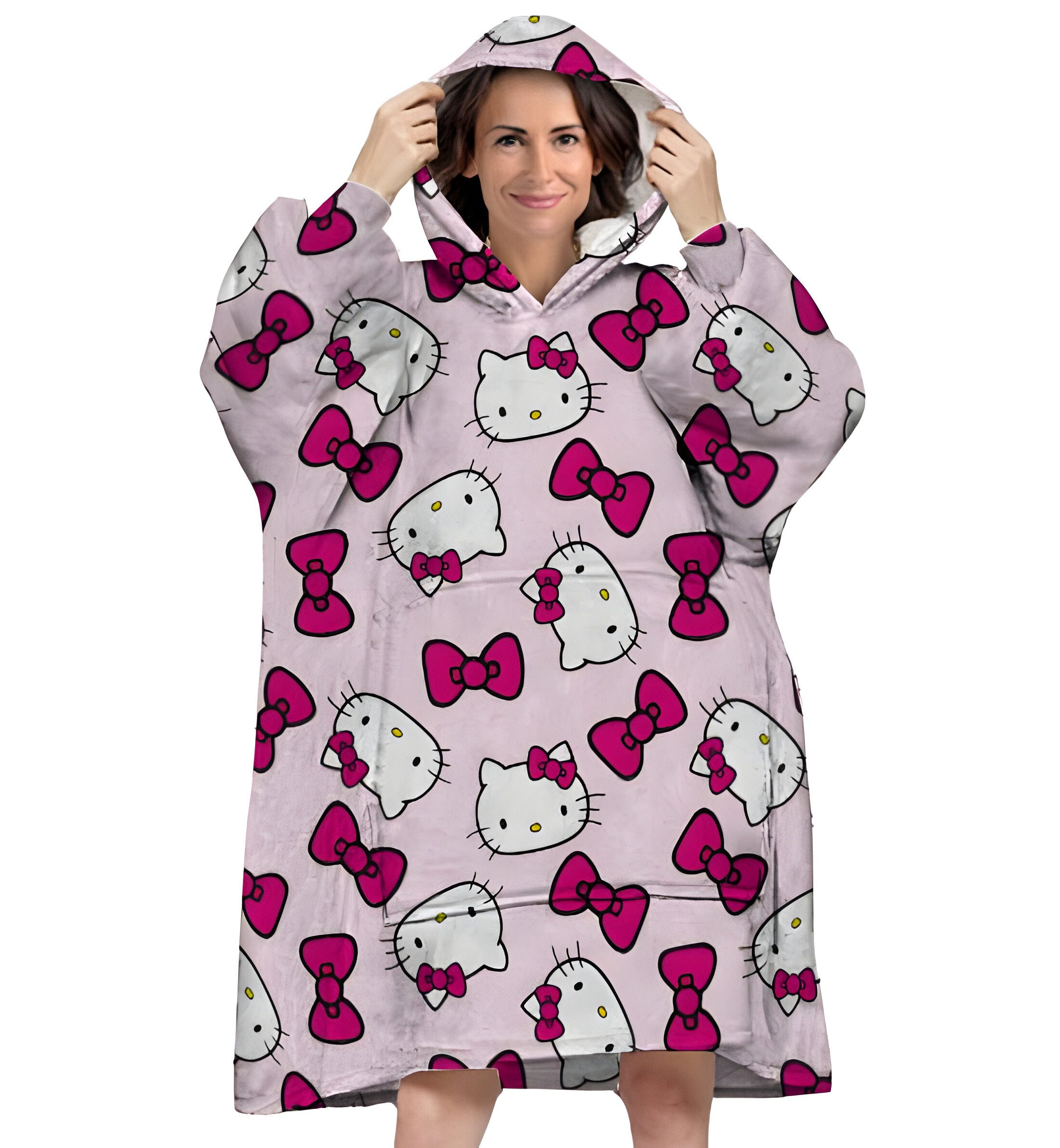 Hello Kitty Sweatponcho Hello Kitty Kuschelponcho Kuscheldecke mit Ärmeln K günstig online kaufen