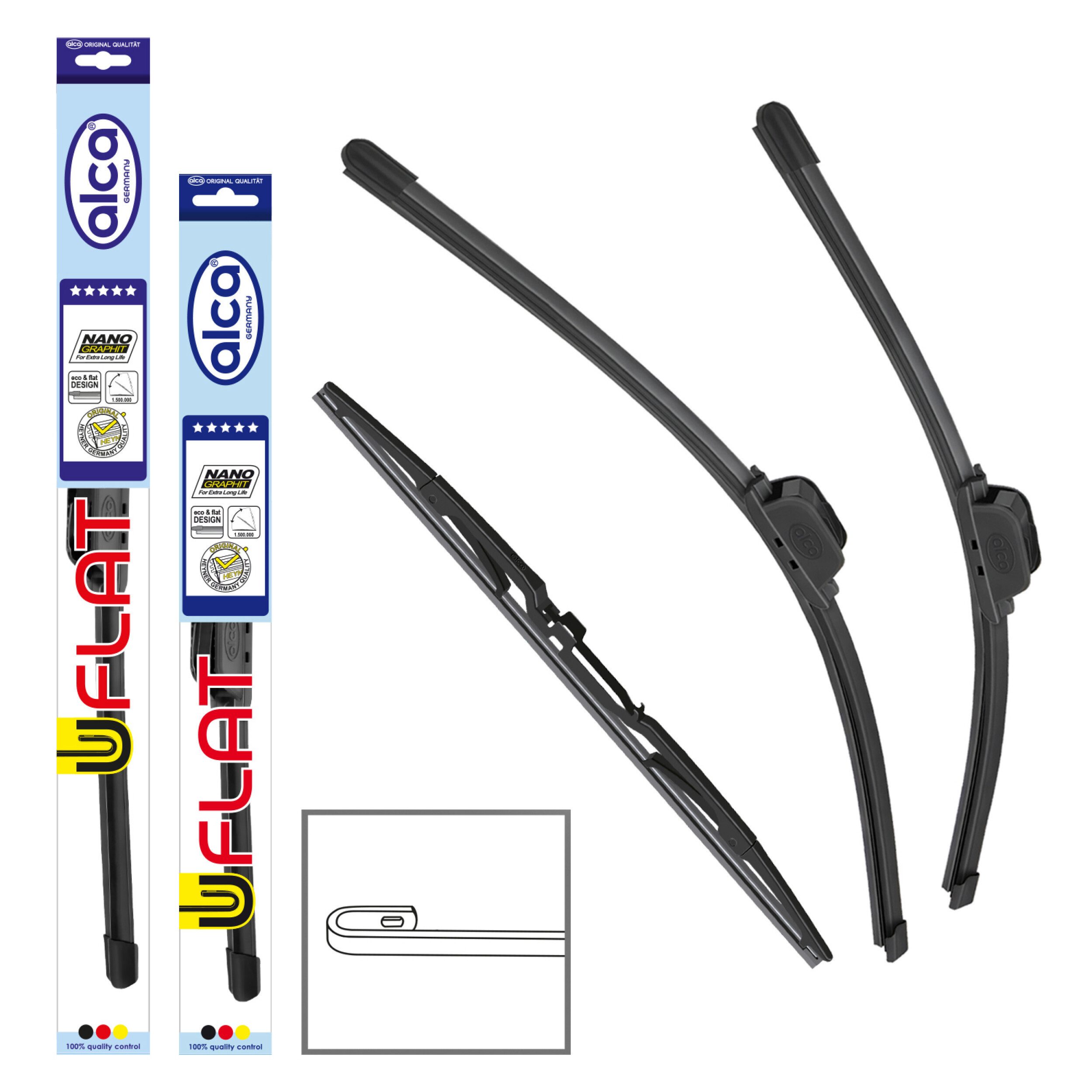 alca Scheibenwischblätter passend für VW BORA Kombi, 05.1999 - 05.2002, (Set, 3-St., Scheibenwischer Set mit Heckwischer)