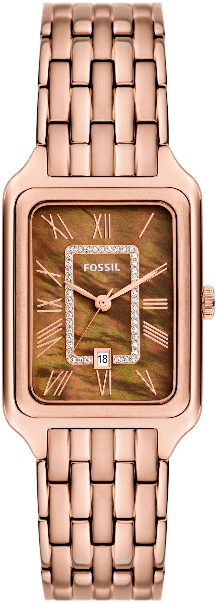 Fossil Quarzuhr RAQUEL ES5323, Armbanduhr, Damenuhr, Datum, analog, Edelsta günstig online kaufen