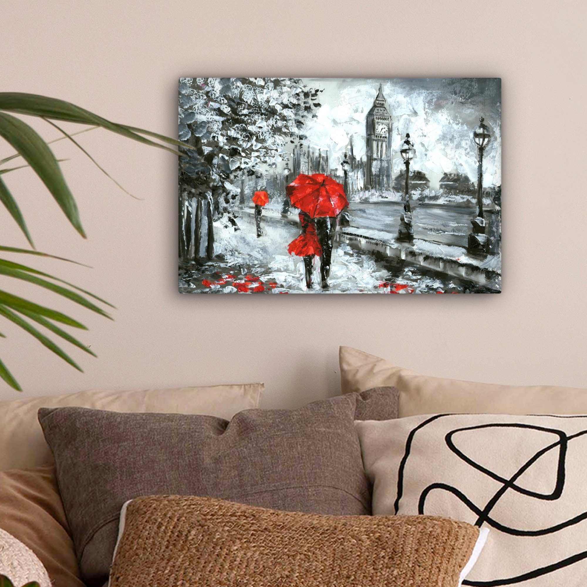 OneMillionCanvasses® Leinwandbild Kunstdrucke - Regenschirm - Öl, Fotodruck günstig online kaufen