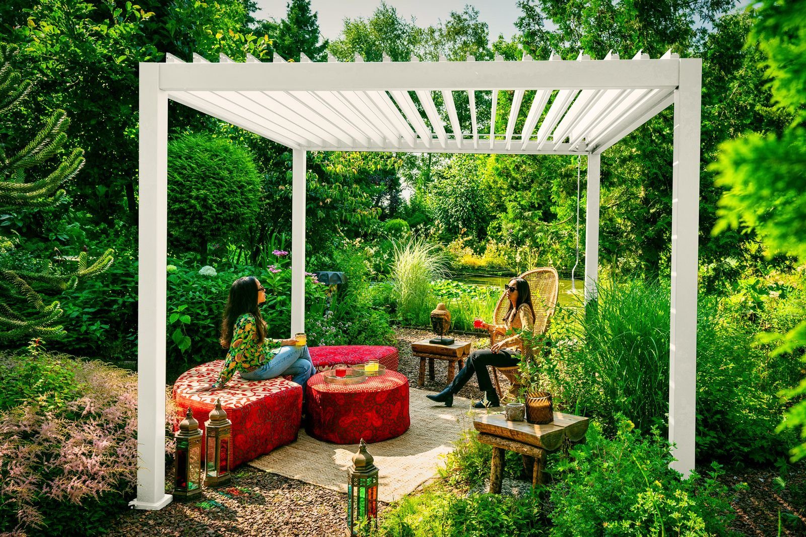 Weide Pergola Weide Classic AluStahlPavillon 3 x 3 M, Pergola, weiß