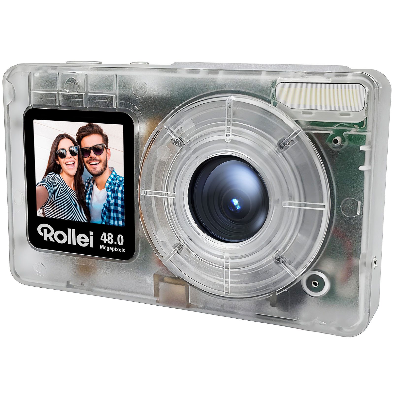 Rollei Compactline Pocket Transparent Kompaktkamera (Kompakte Digitalkamera mit 48MP & 4K-Video)