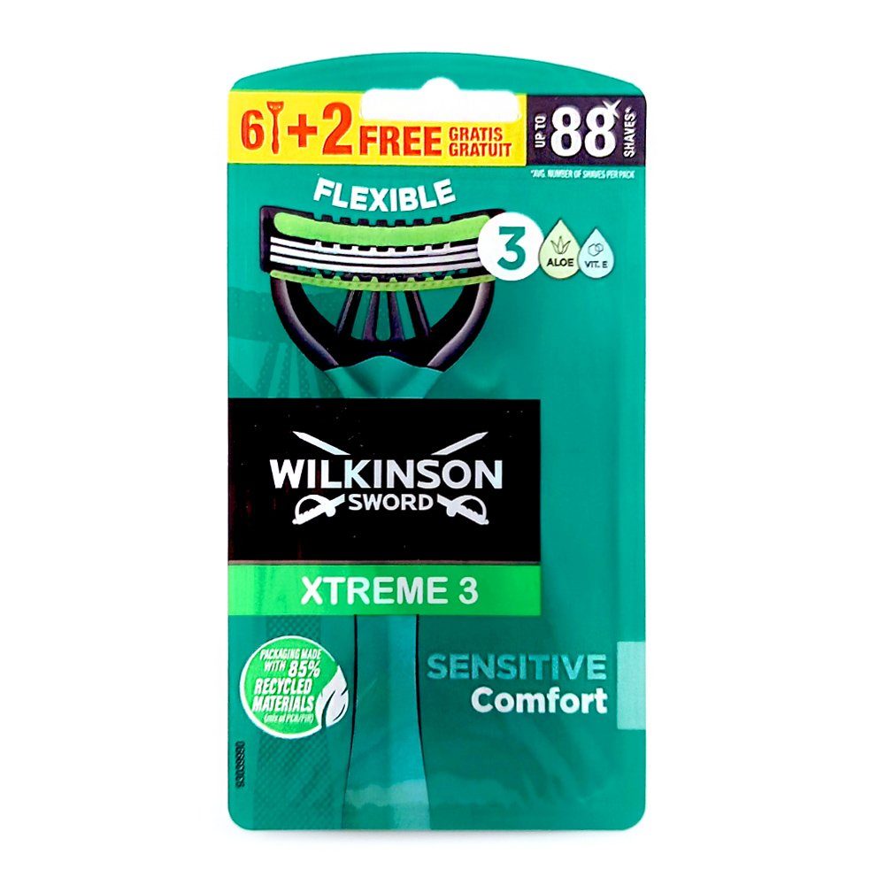 Wilkinson Pack 8er Einwegrasierer, 3 Wilkinson Xtreme Rasierklingen Sensitive Comfort