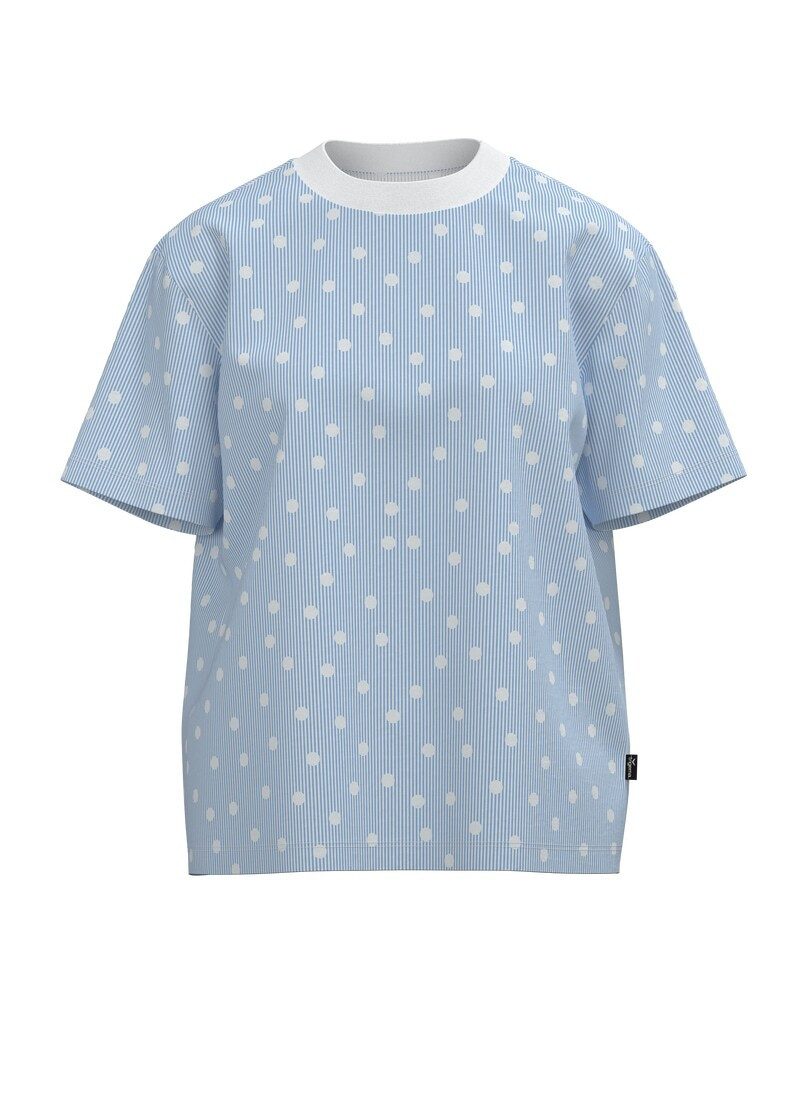 Trigema T-Shirt TRIGEMA Cropped T Shirt mit Allover "Punkt" Muster (1-tlg)