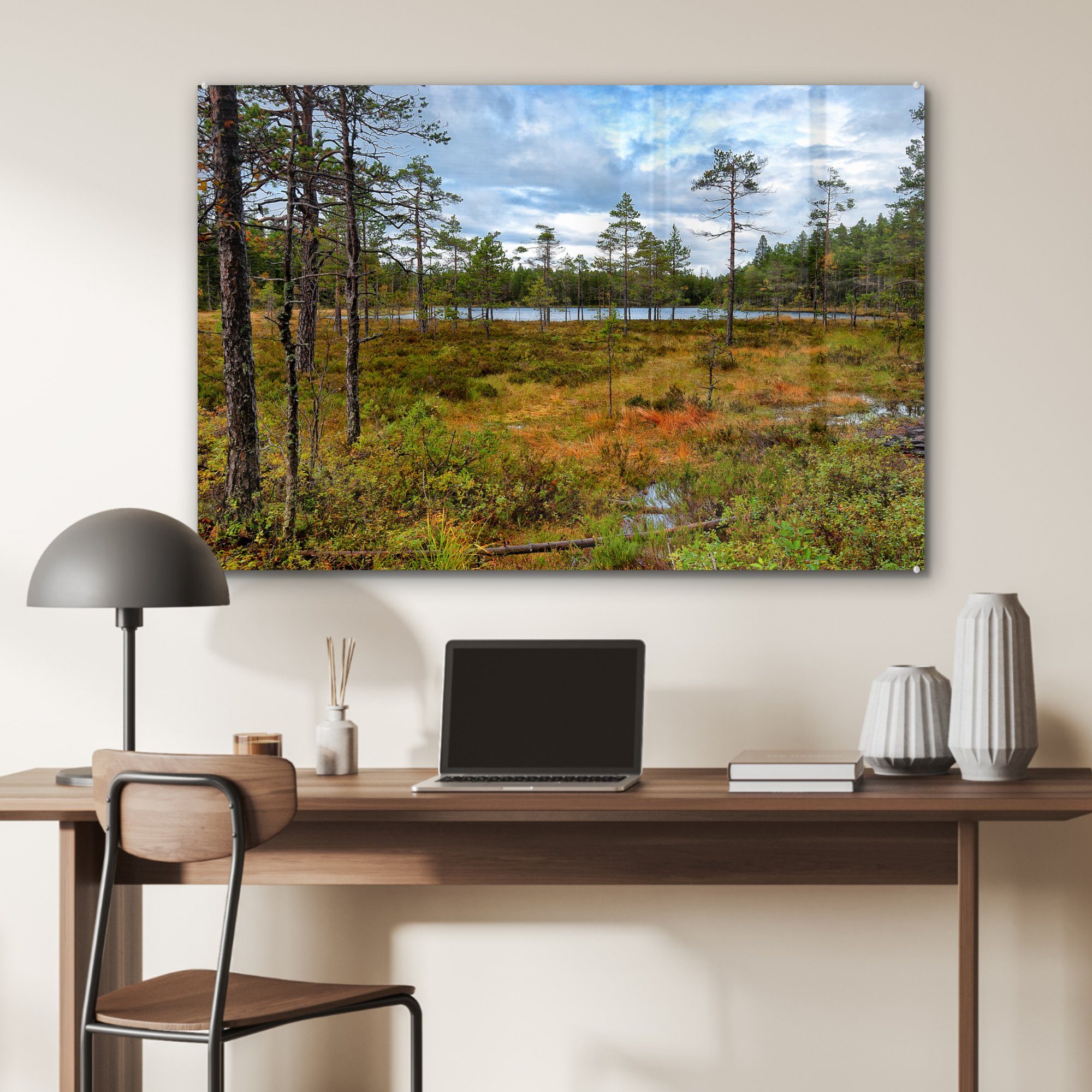Skuleskogen-Nationalpark & in Schweden, MuchoWow Schlafzimmer (1 Wälder Acrylglasbild im St), Acrylglasbilder Wohnzimmer gefärbte Herbstlich