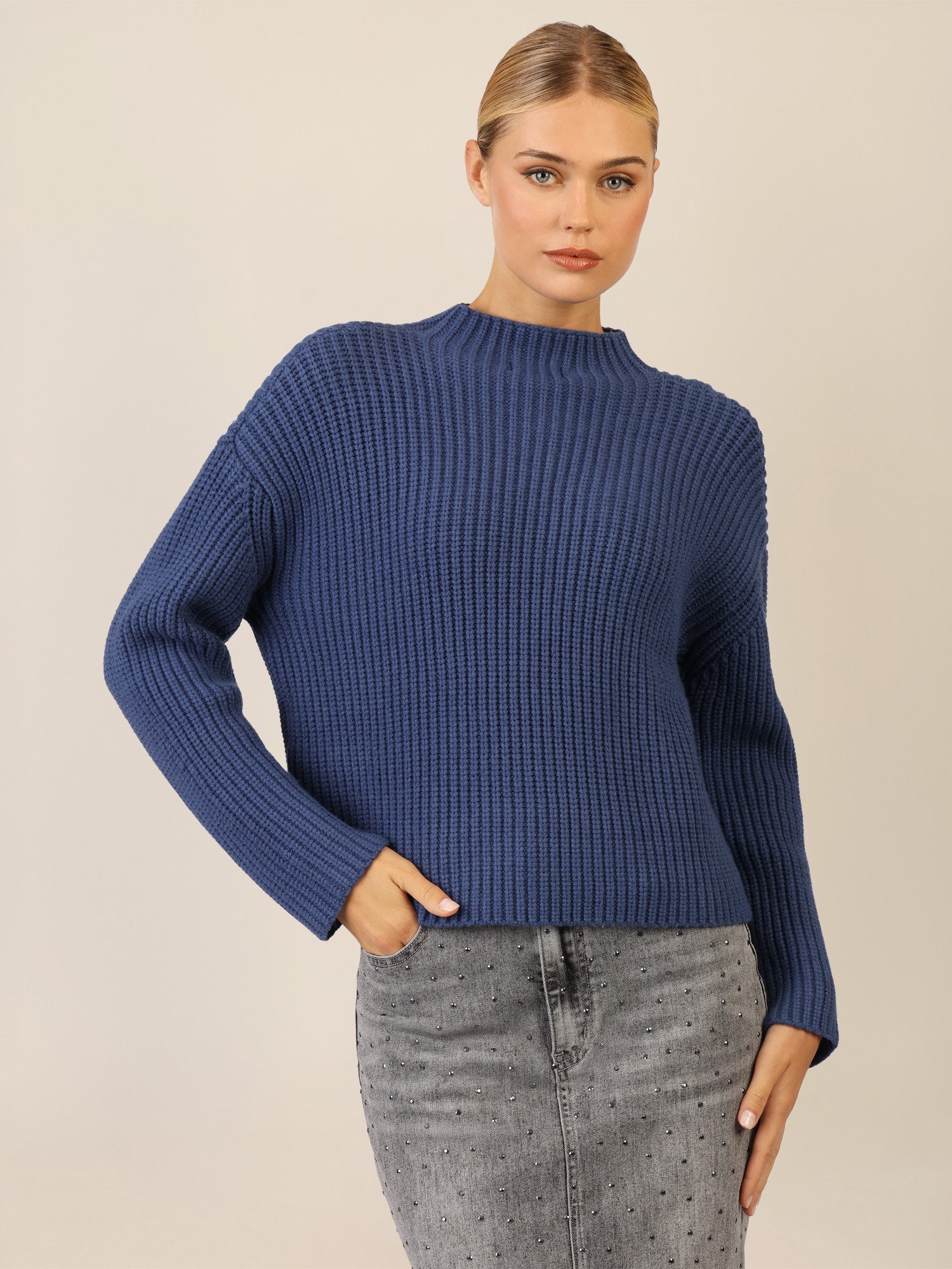 Apart Stehkragenpullover mit Strukturmuster günstig online kaufen