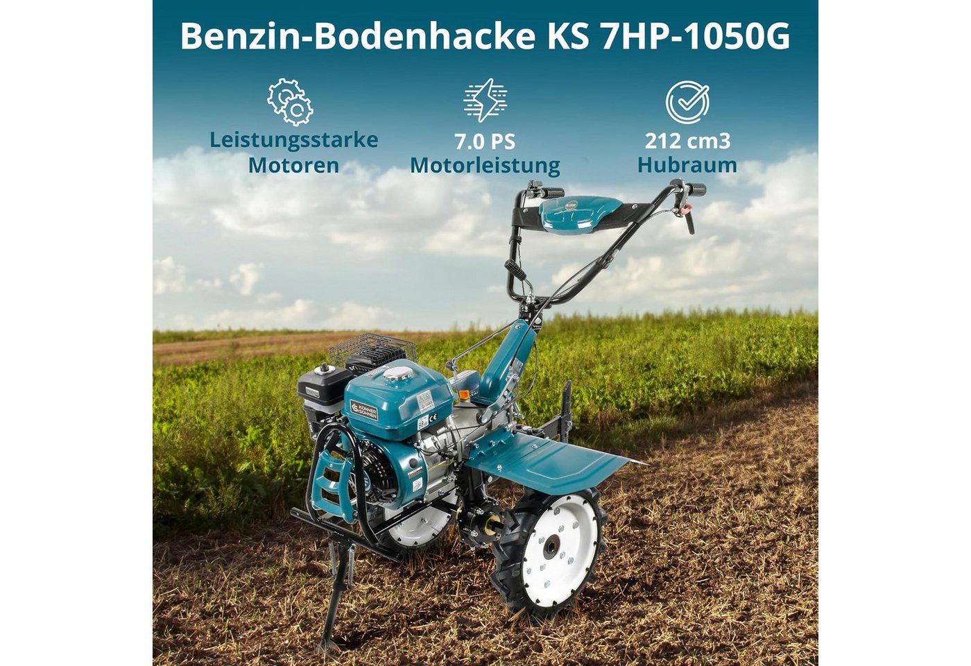 Thumbnail - Könner & Söhnen Benzinmotorhacke KS 7HP-1050G, 1-St., Benzin-Bodenhacke Motorhacke Gartenfräse ≤108 cm