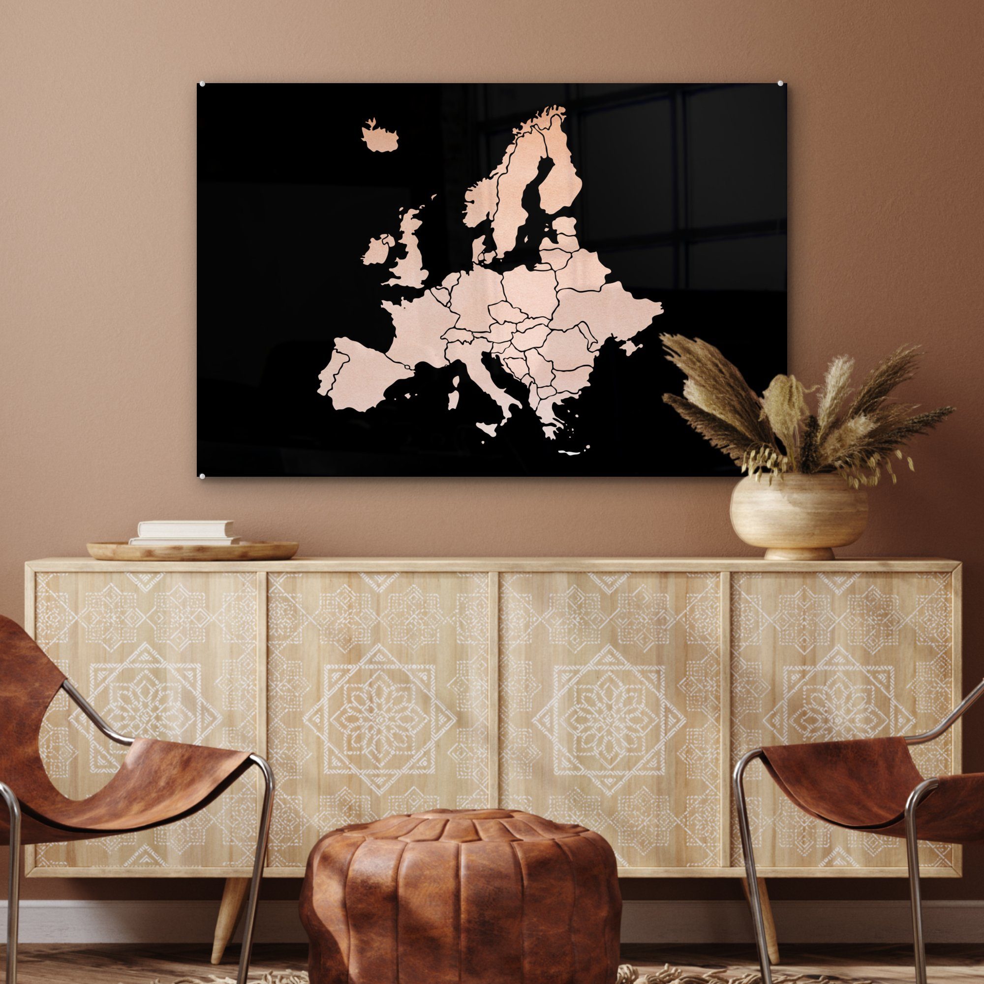(1 & Acrylglasbilder Rosa, - Schlafzimmer Acrylglasbild St), MuchoWow - Europa Wohnzimmer Karte