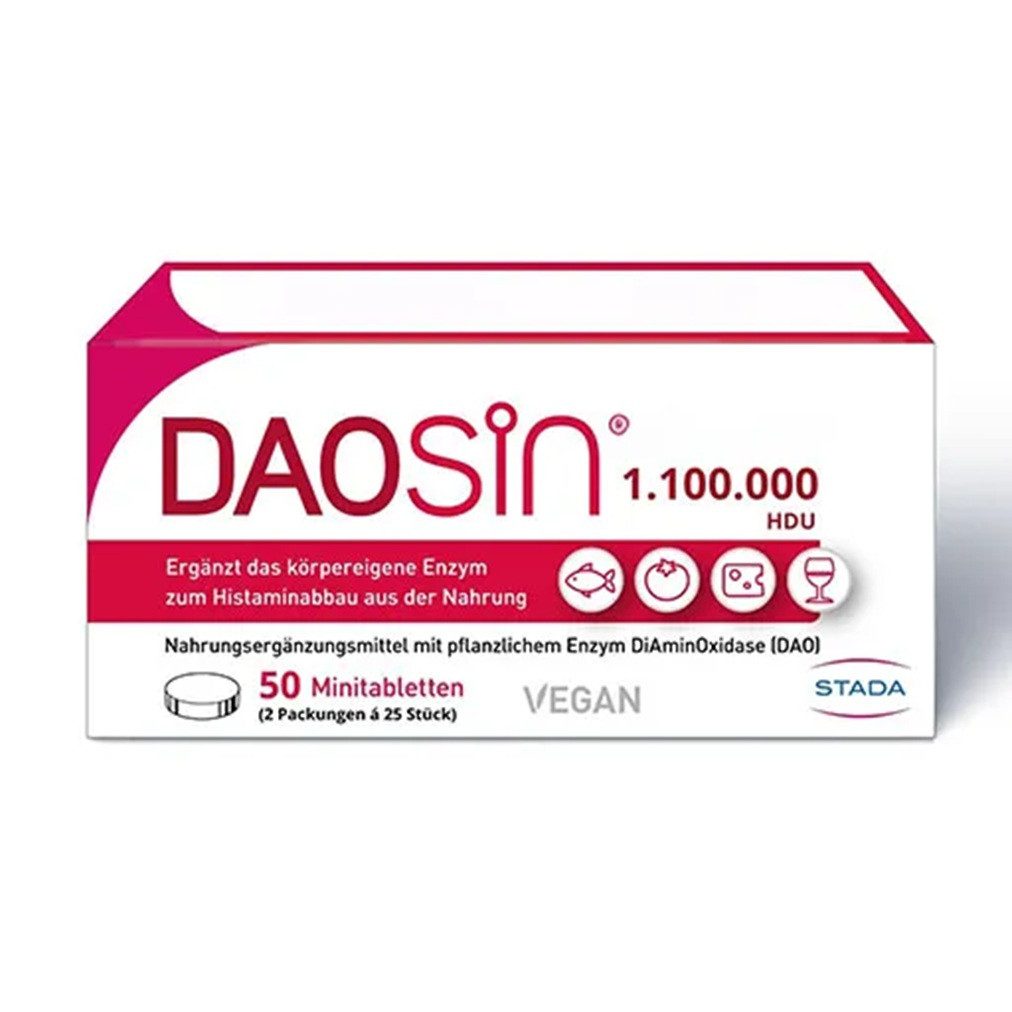 Daosin® Spar-Set: 2x DAOSIN vegan Tabletten, 2 er Spar-Set à 25 St., 11,74 g, Ergänzt das körpereigene Enzym zum Histaminabbau
