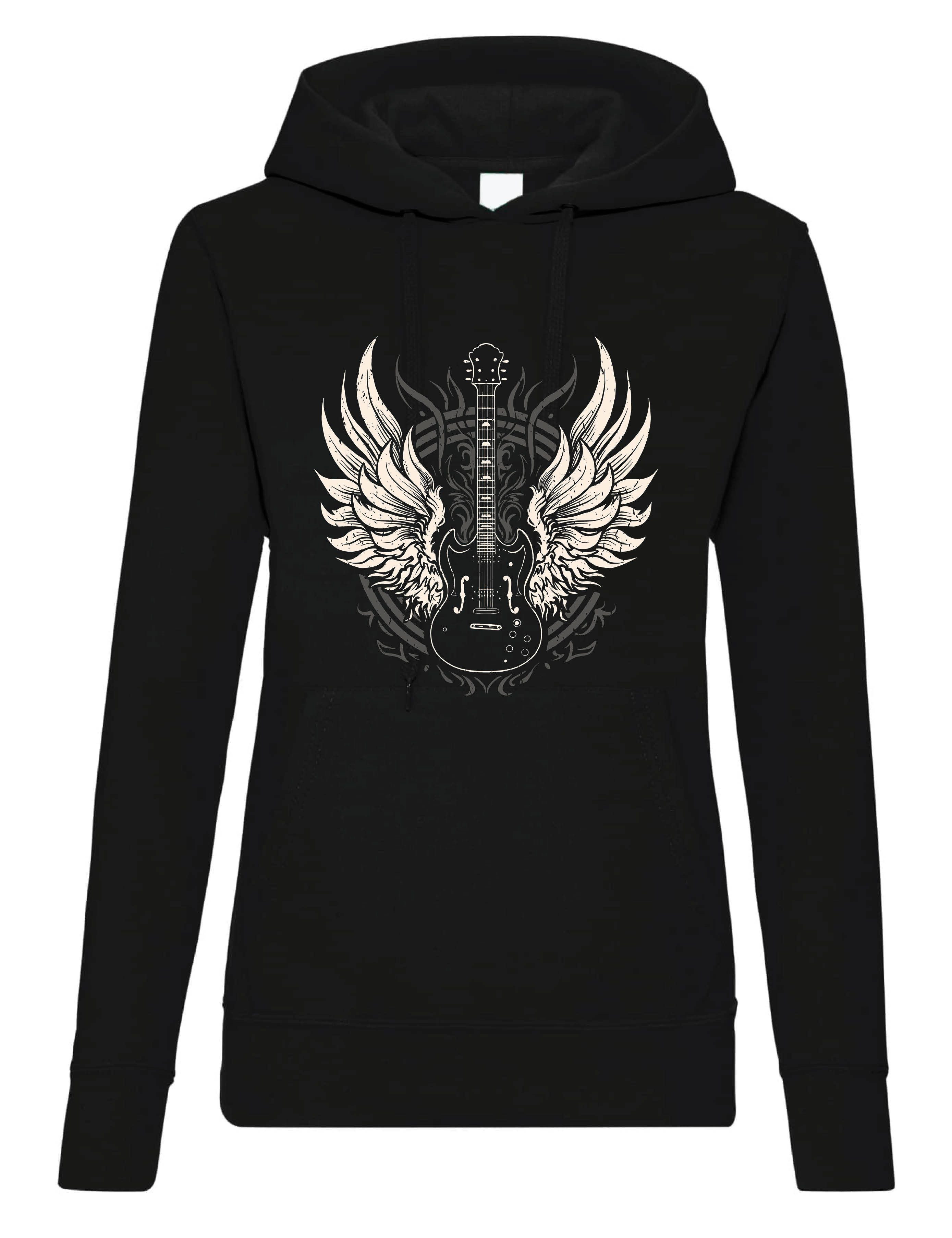 Kapuzenpullover Flügel Gitarre Damen Hoodie Pullover