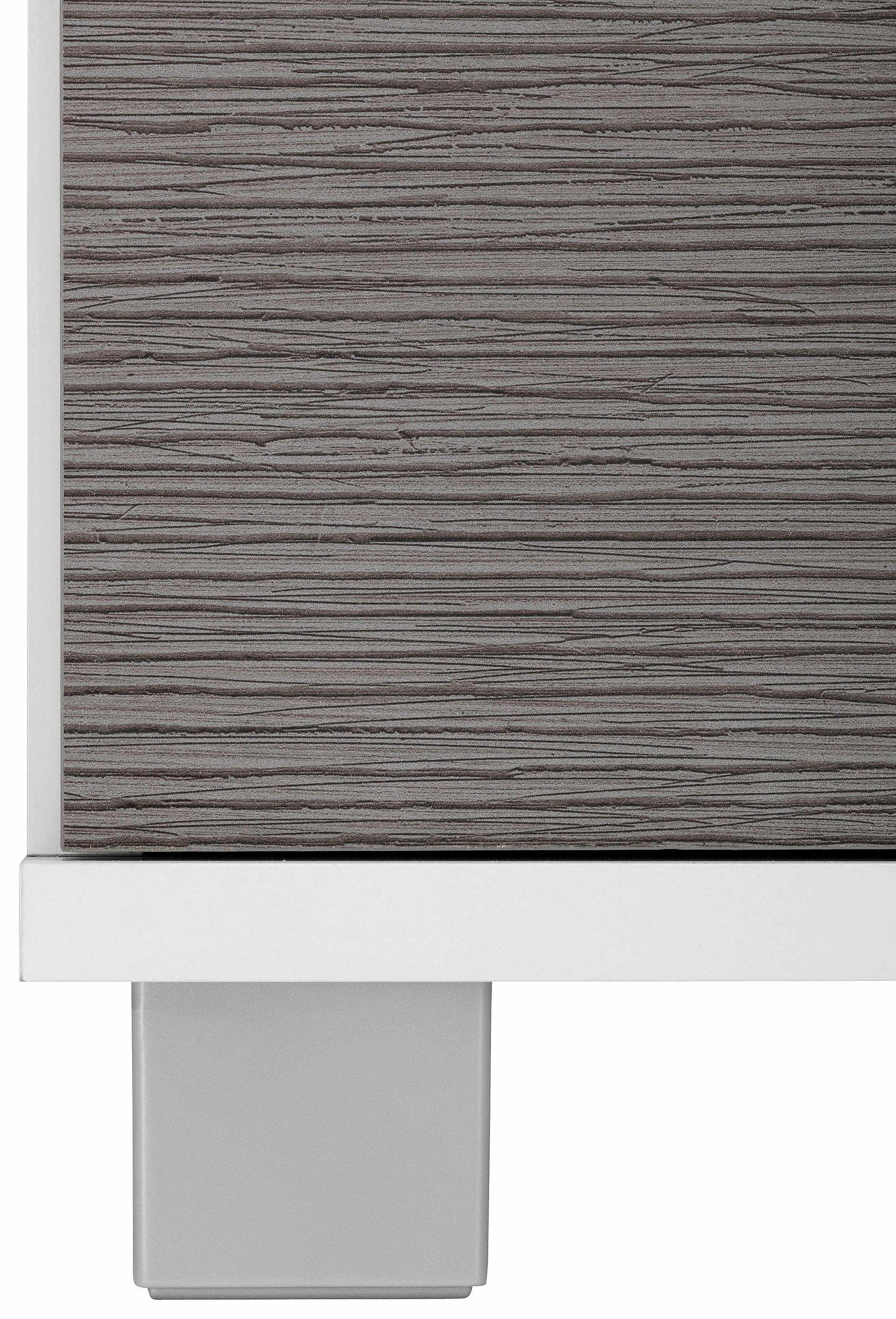 Hochschrank Schildmeyer 60 Breite Metallgriffe grau Einlegeböden, cm, Palermo verstellbare weiß/eschefarben