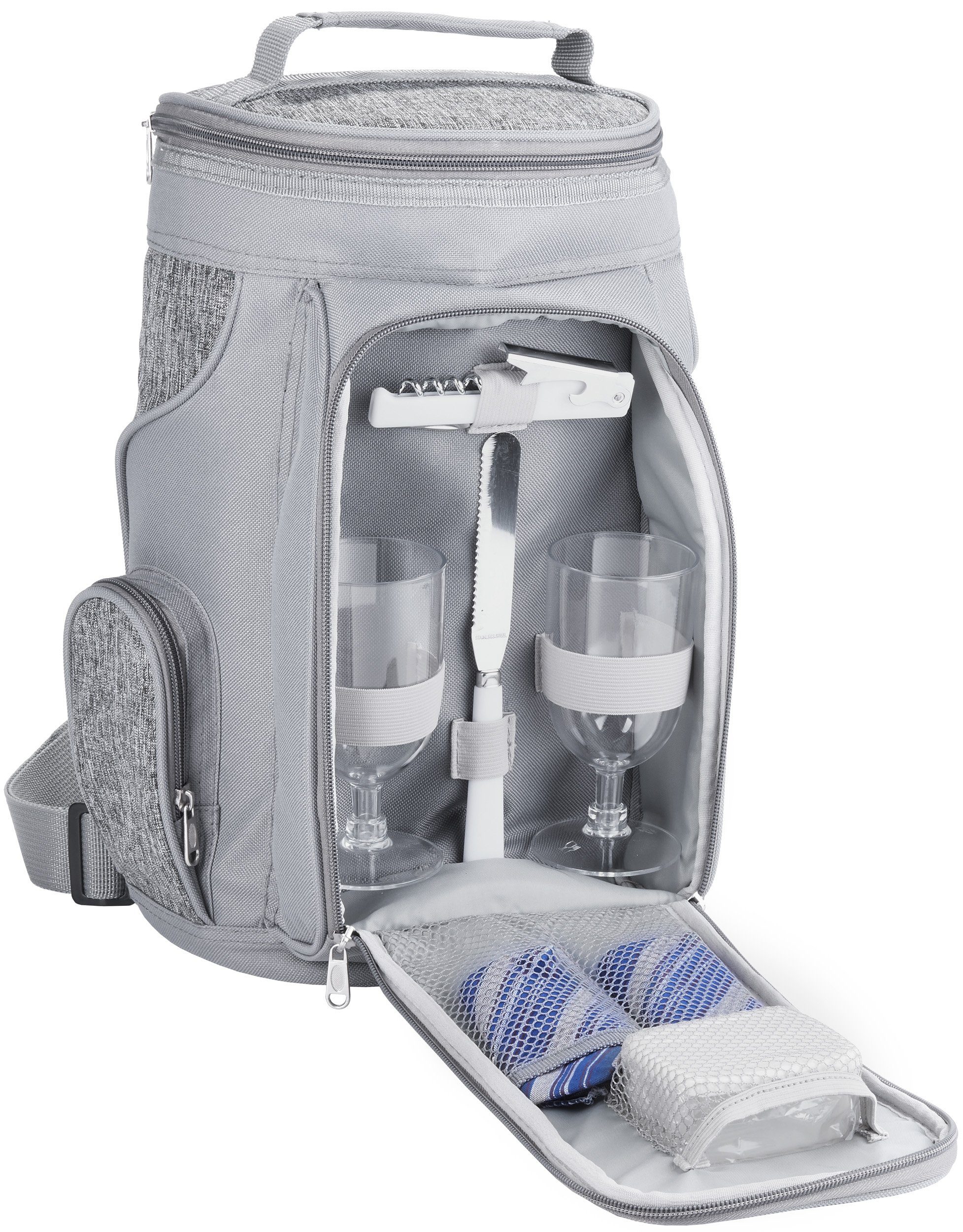BRUBAKER Freizeitrucksack Picknicktasche mit Henkel (Picknick-Set, günstig online kaufen