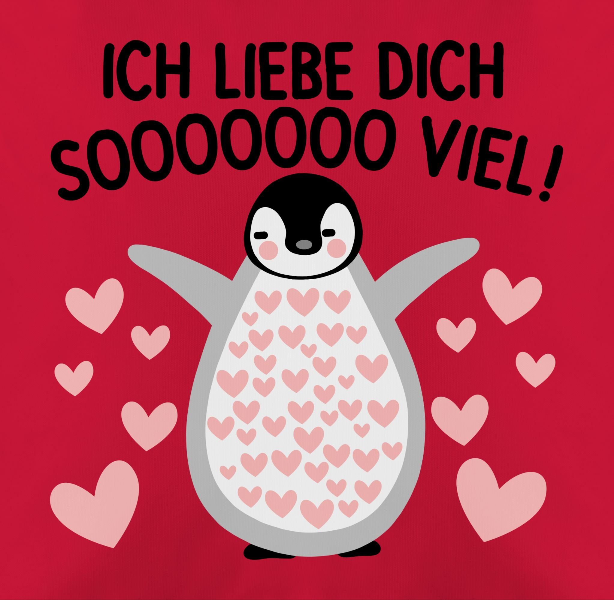 Shirtracer Dekokissen Pinguin so viel Geschenk Valentinstag Rot Valentinstag liebe liebe Ich Geschen, SOOOO viel 3 - Dekokissen dich