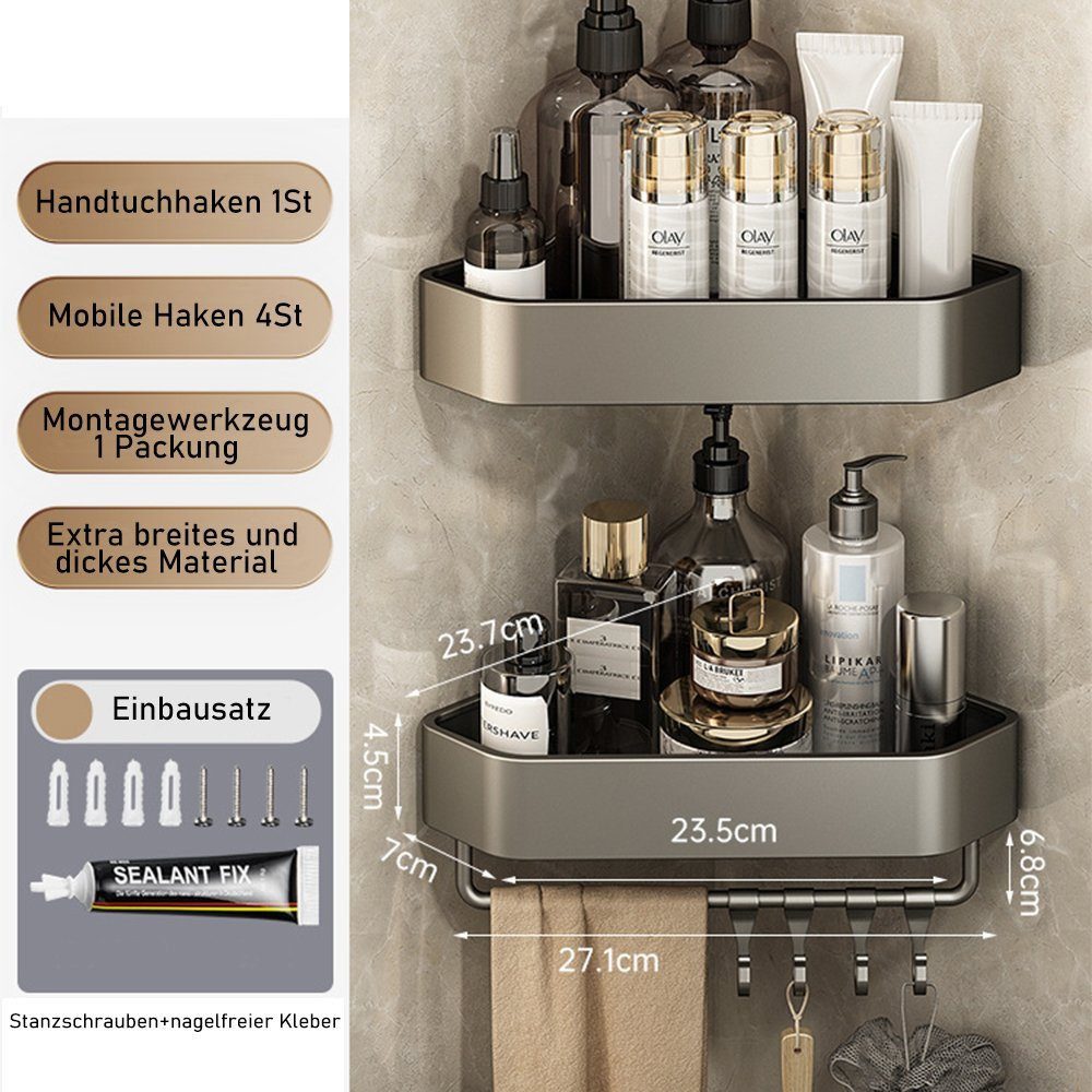 POPOLIC Duschablage Duschablage Ohne Bohren, Edelstahl Eckregal mit Handtuc günstig online kaufen