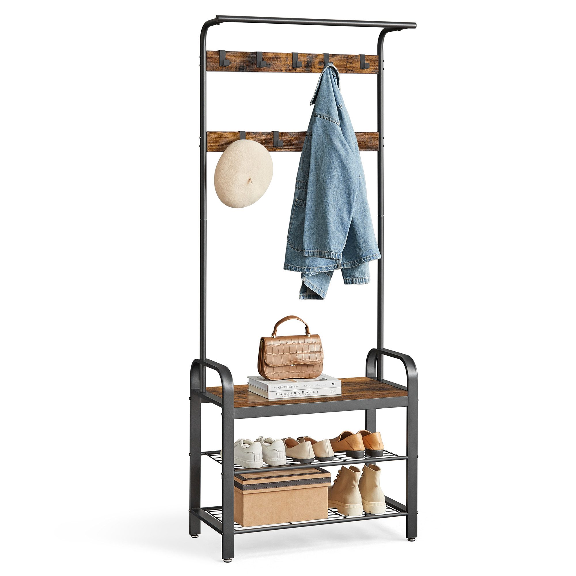 VASAGLE Garderobenständer Garderobe, mit Sitzfläche, 2 günstig online kaufen