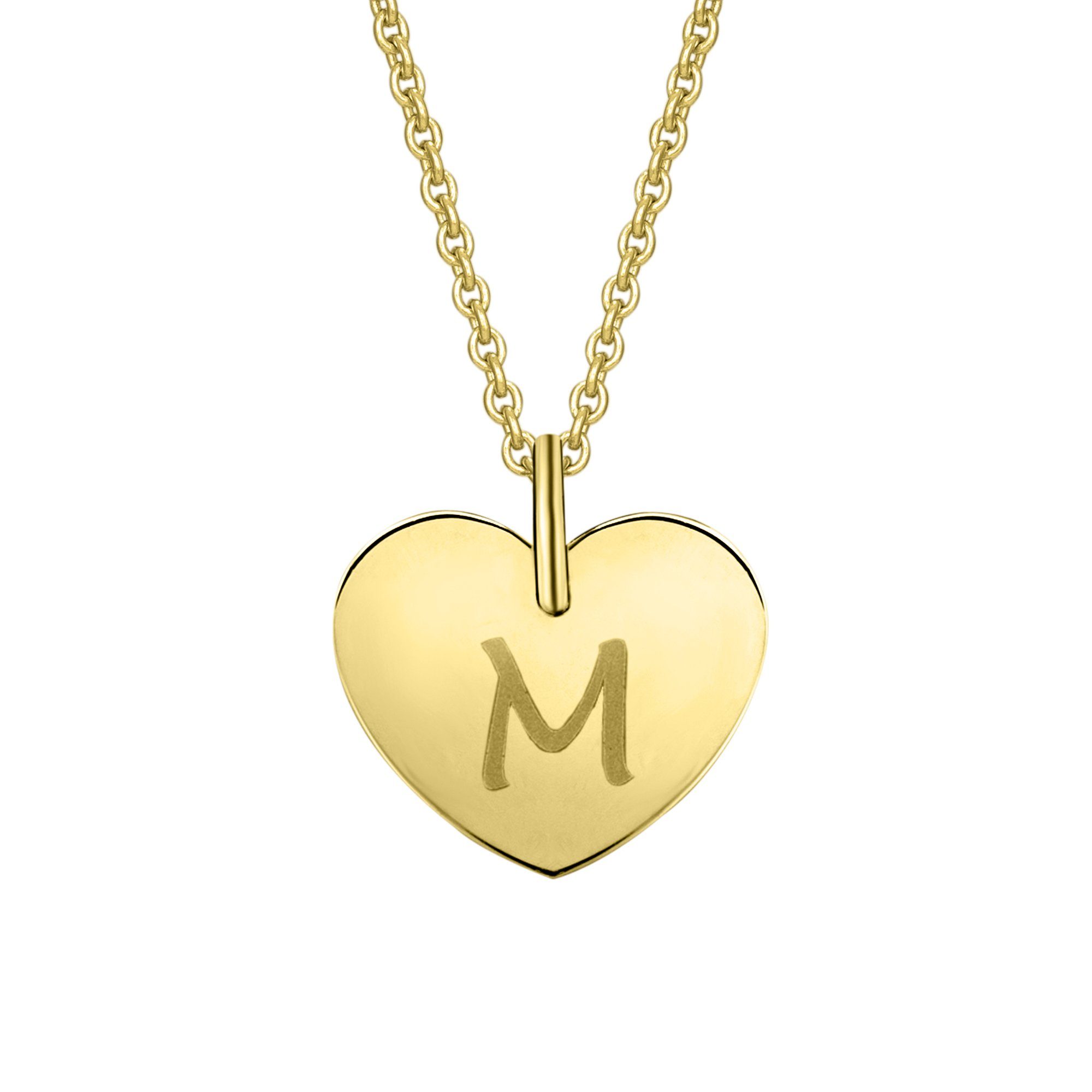 ONE ELEMENT Kettenanhänger Herz mit Gravur M Buchstaben Anhänger aus 333 Ge günstig online kaufen
