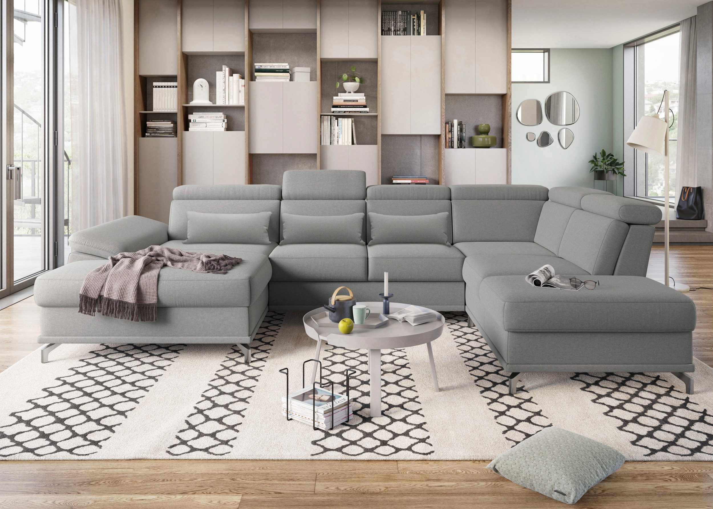 SIT&MORE Wohnlandschaft CABRIO U-Form, mit Sitztiefenverstellung - Einrichtungsbeispiel